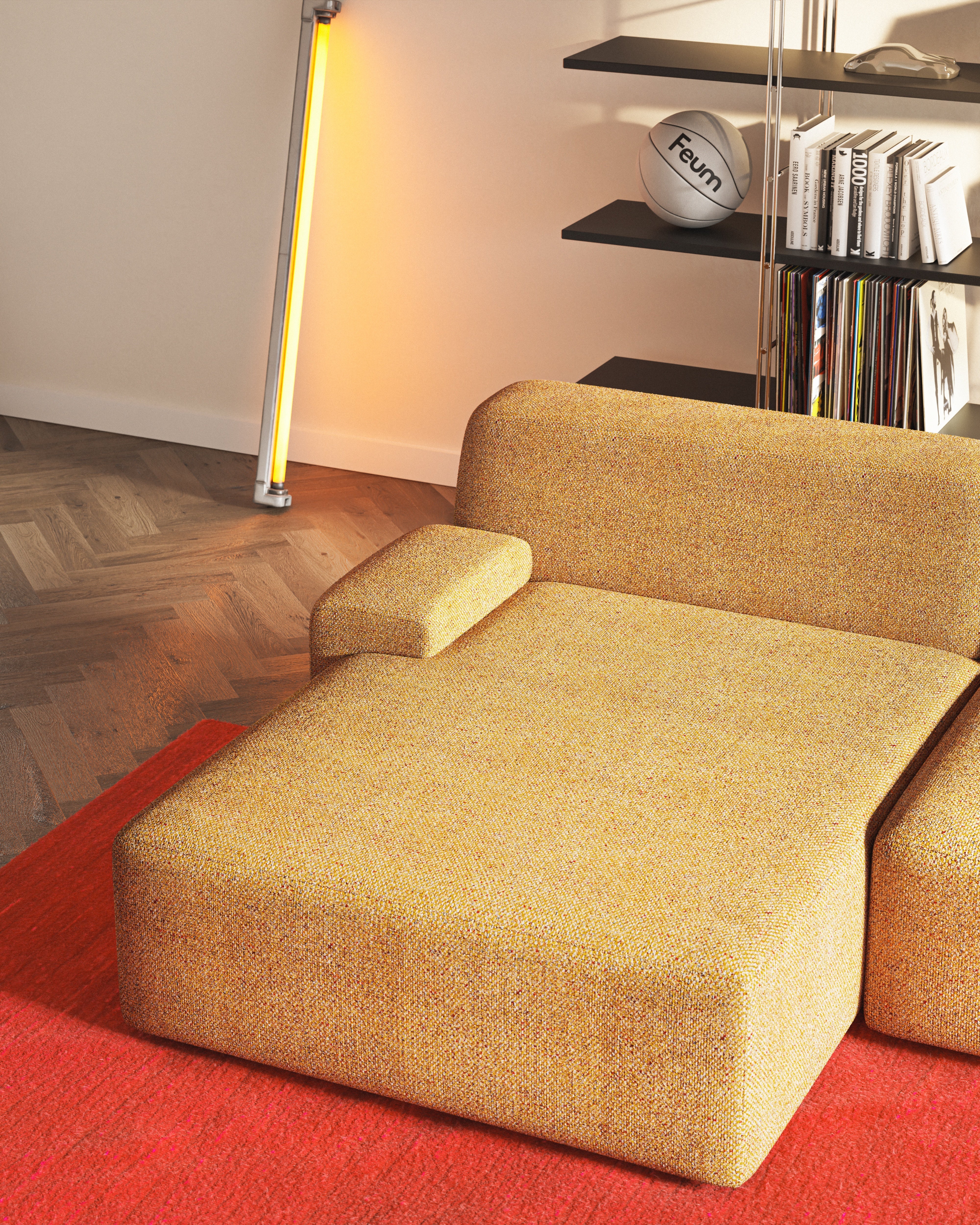 Open left-sided modular corner sofa UMI autumn orange