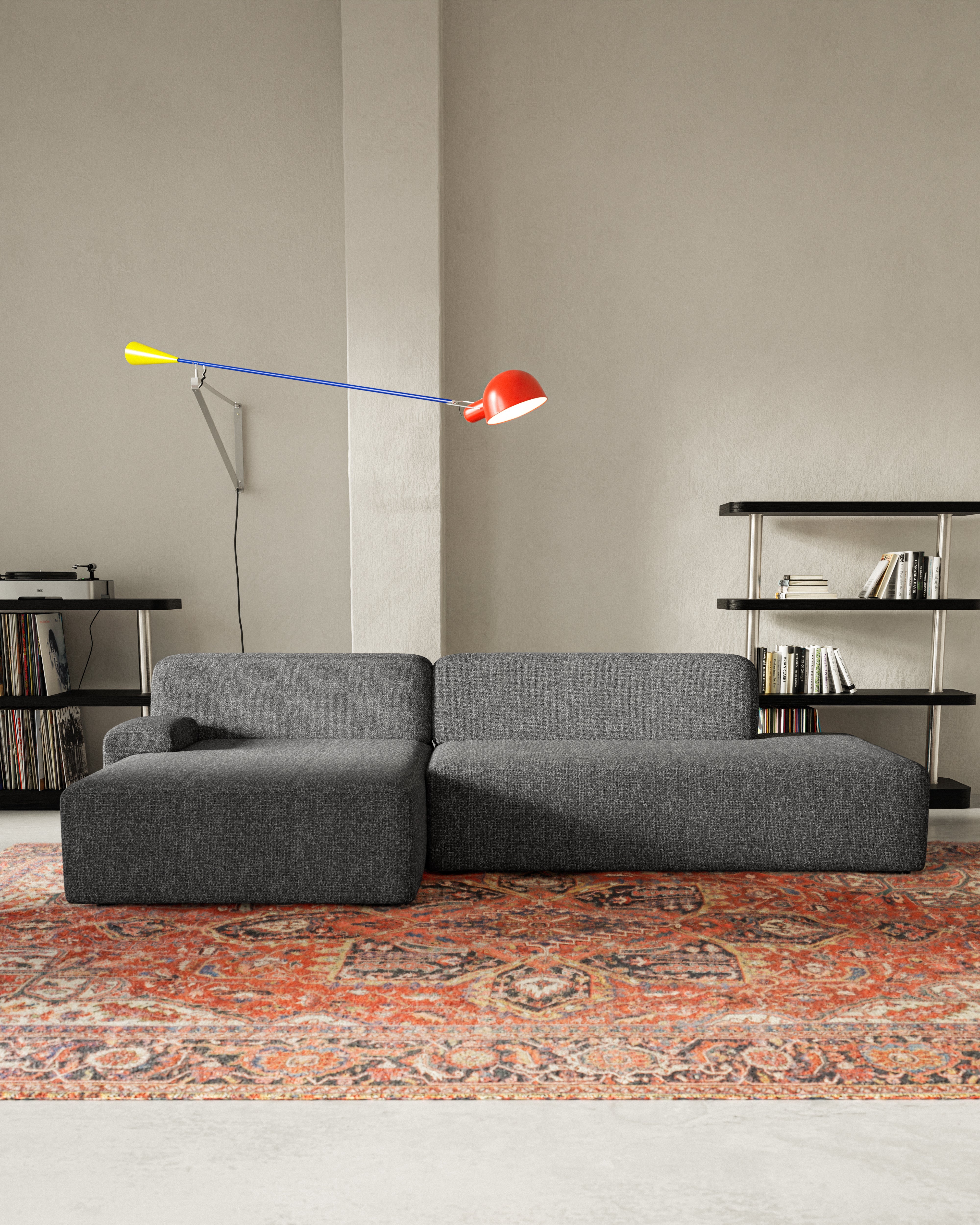 Open left-sided modular corner sofa UMI stone black