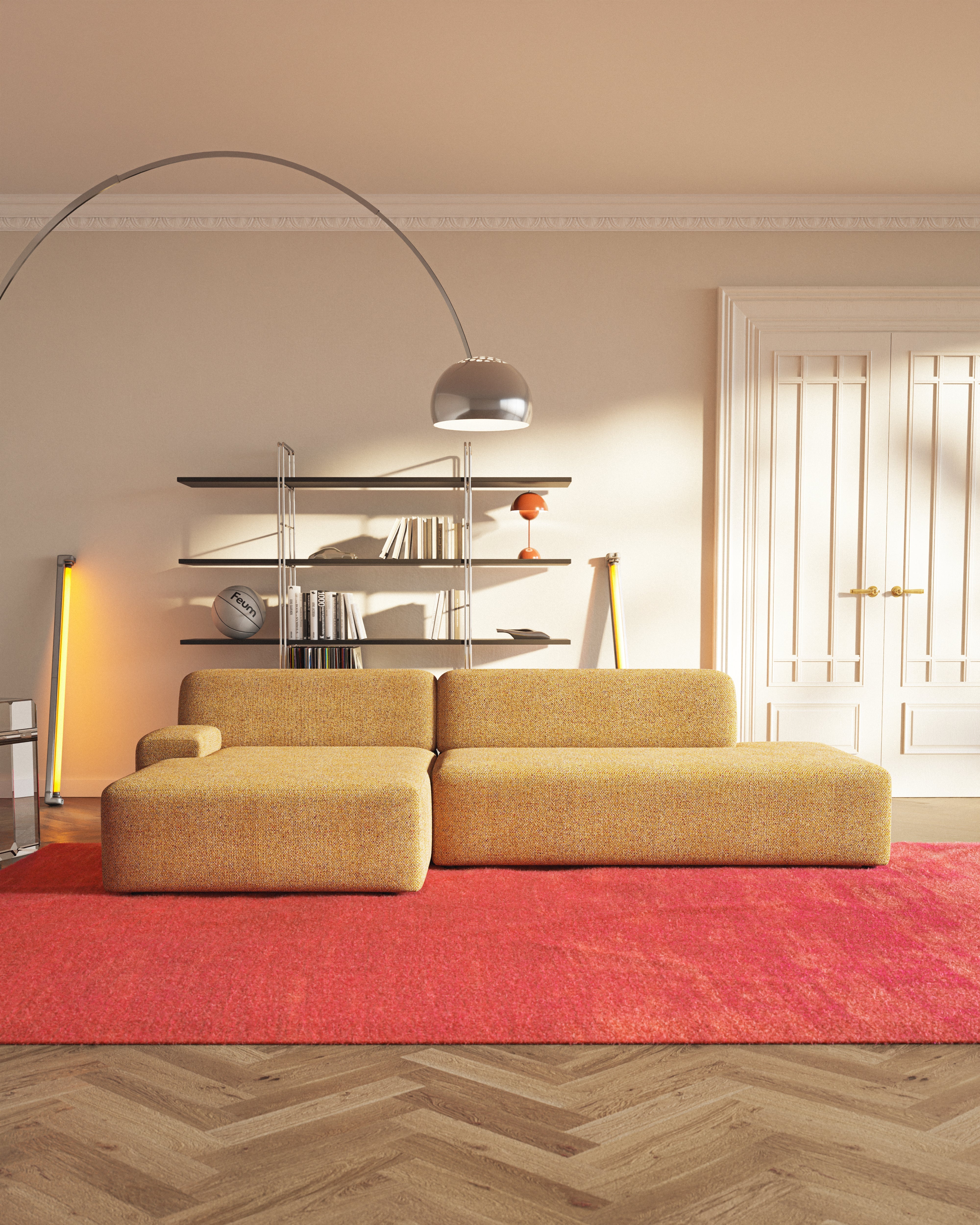 Open left-sided modular corner sofa UMI autumn orange