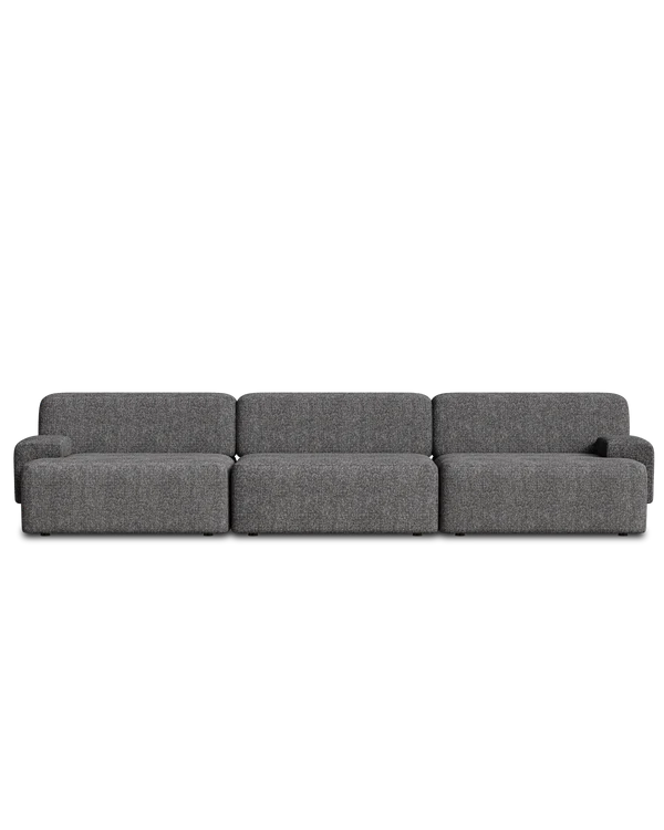 Modulares Sofa UMI - linkes Element in steinfarbenem Schwarz