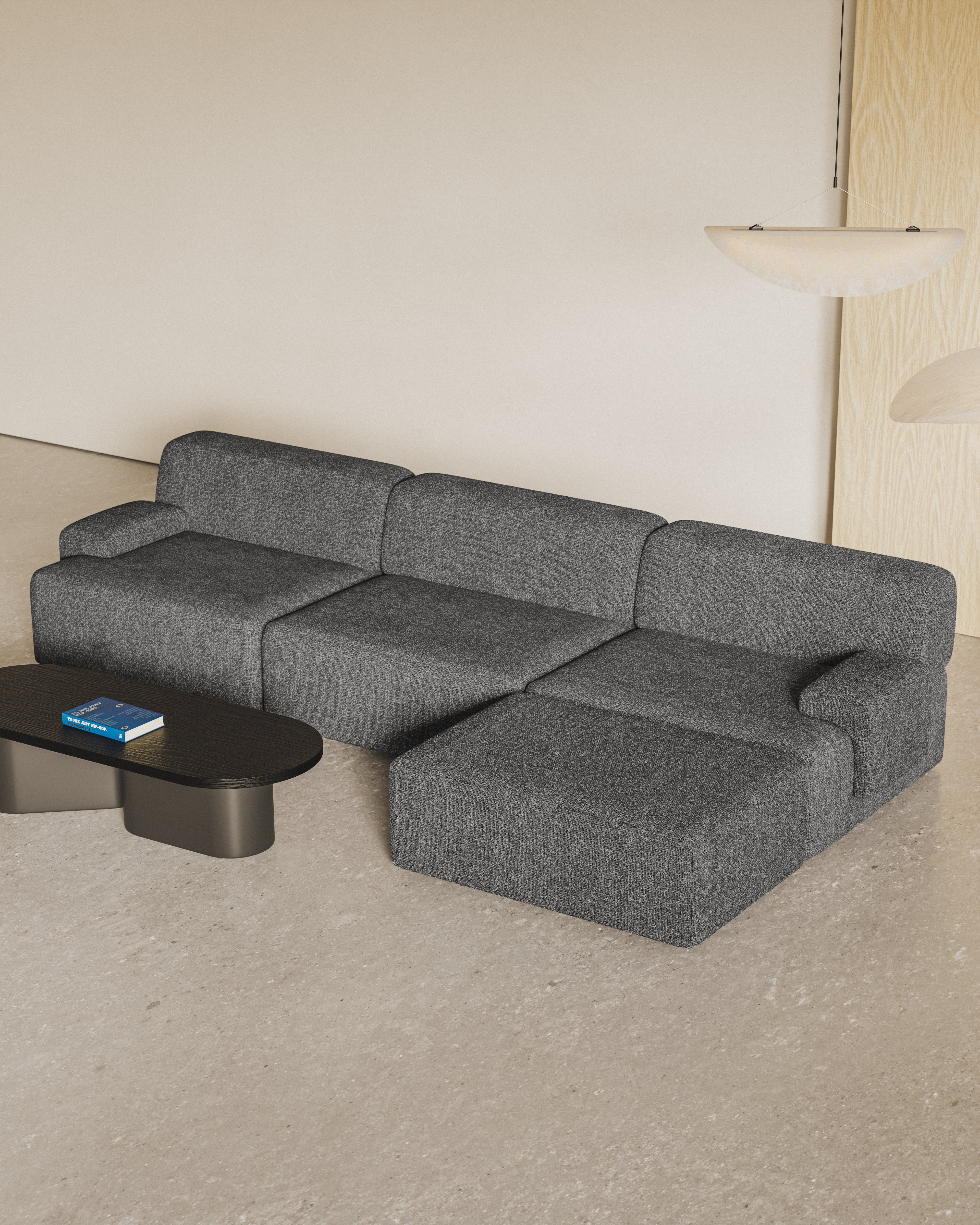 Modular Corner Sofa for 3 People UMI Stone Black