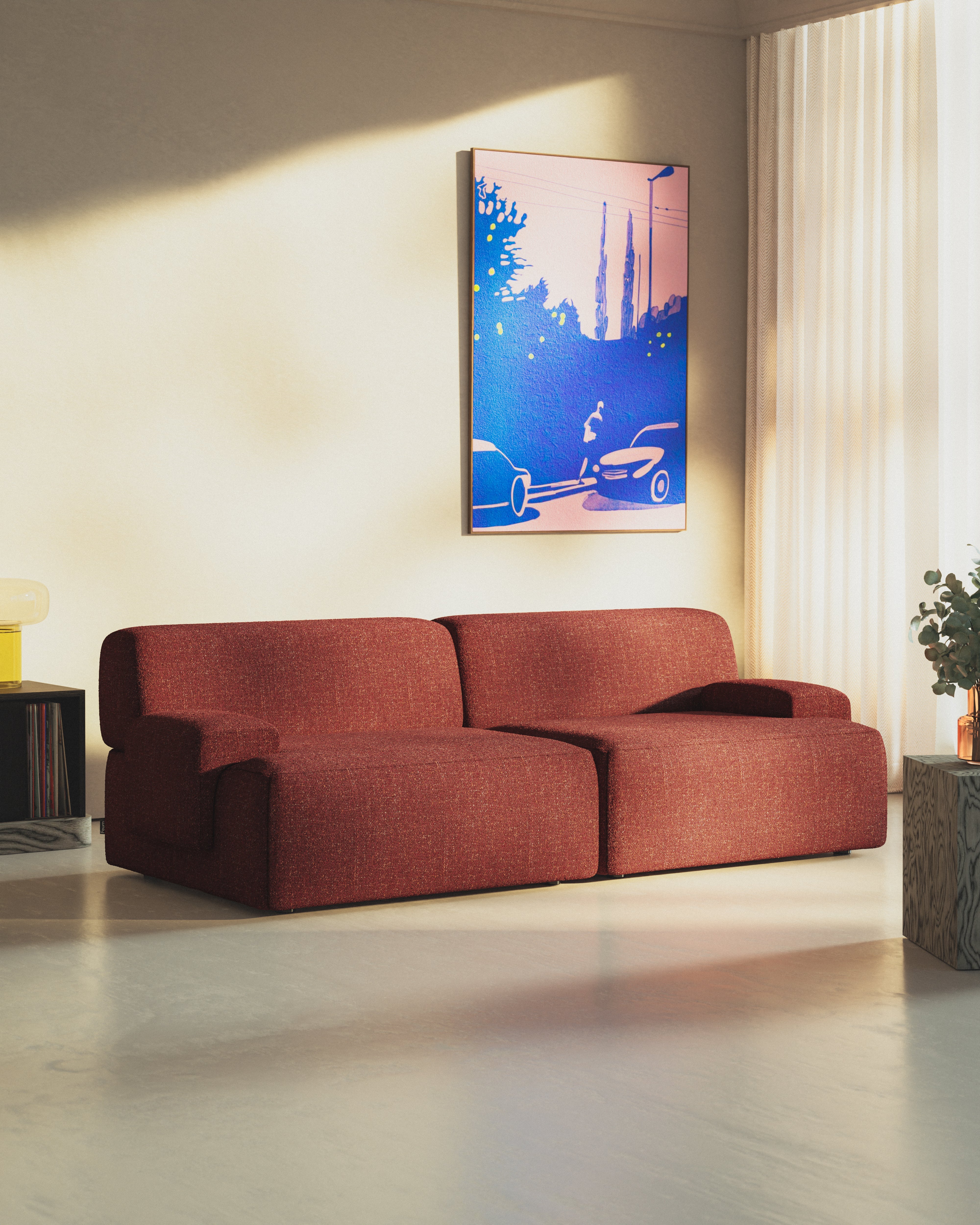 Modular 2-Seater Sofa UMI Chestnut Red