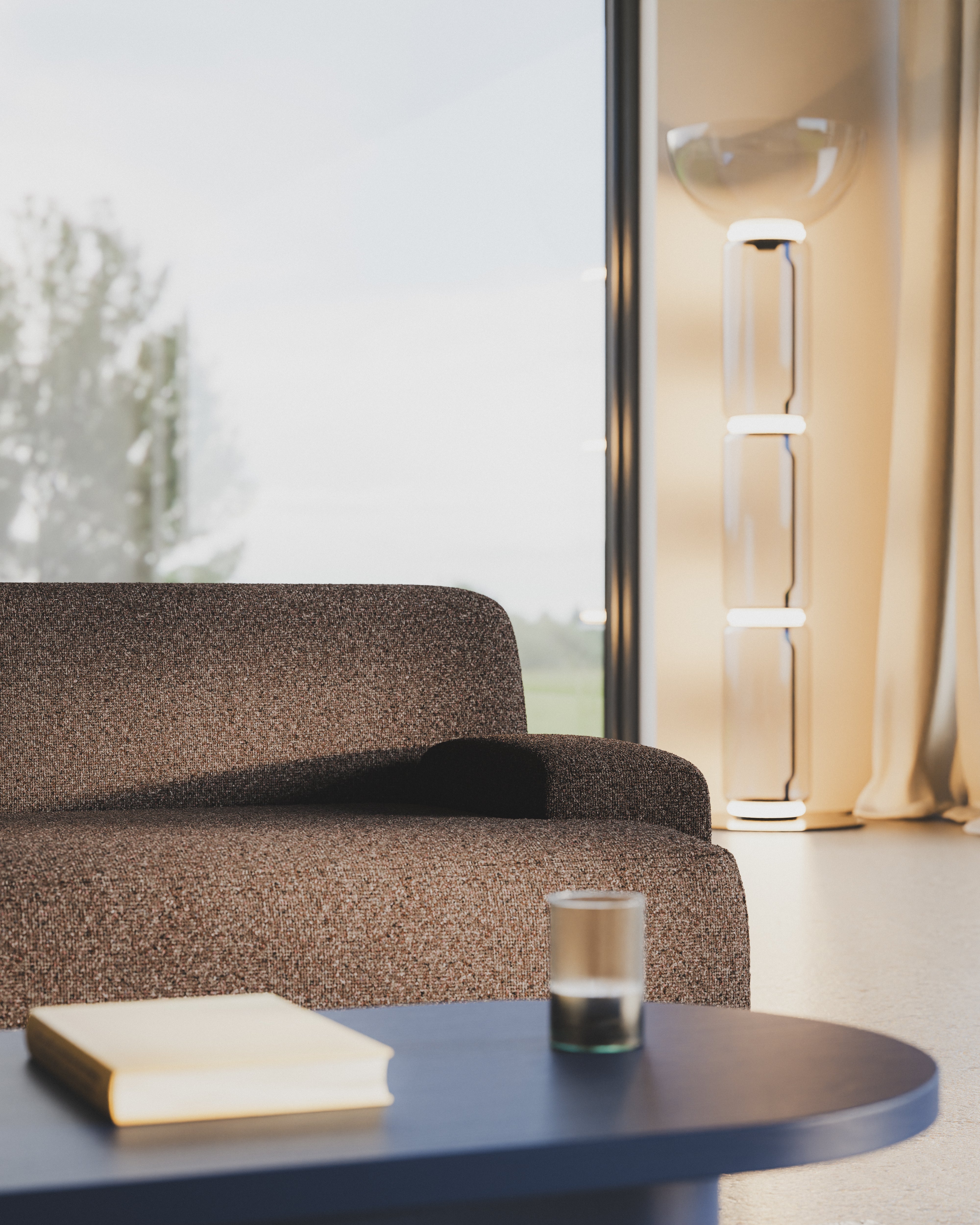 Offene rechteckige modulare Eckcouch UMI braun