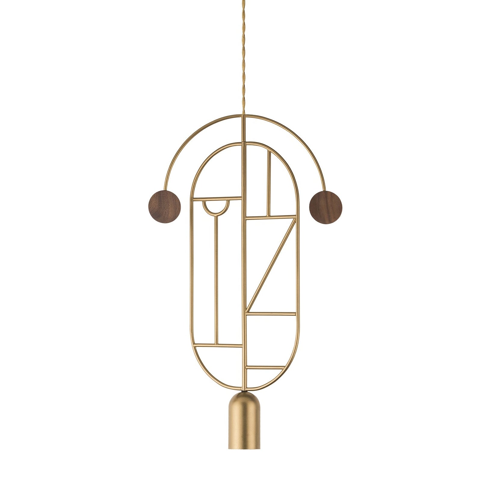 WOODEN DOTS WD07 Pendant Lamp in Brass with Walnut Wood