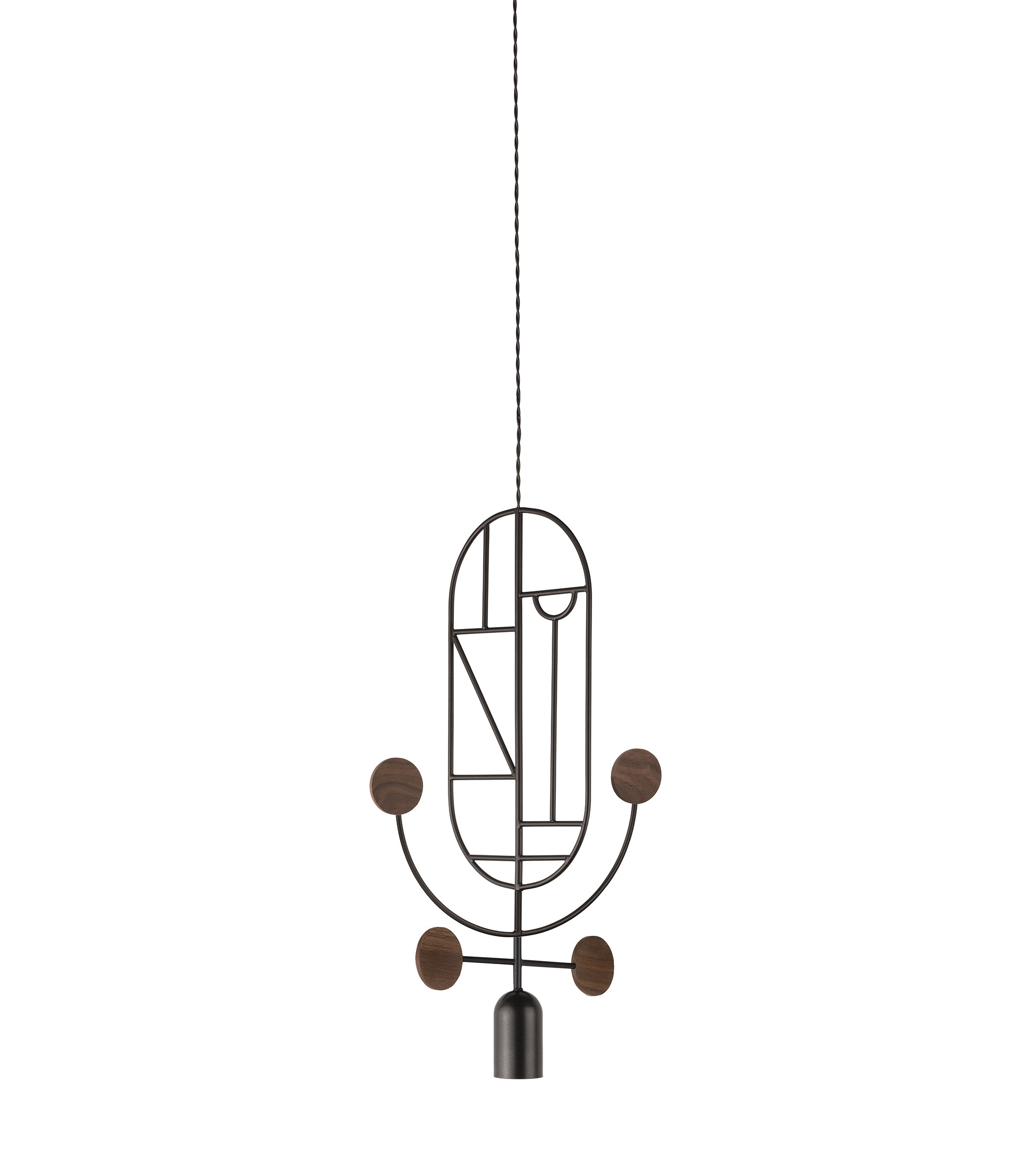 Pendelleuchte WOODEN DOTS WDS05 grafit mit Nussbaumholz