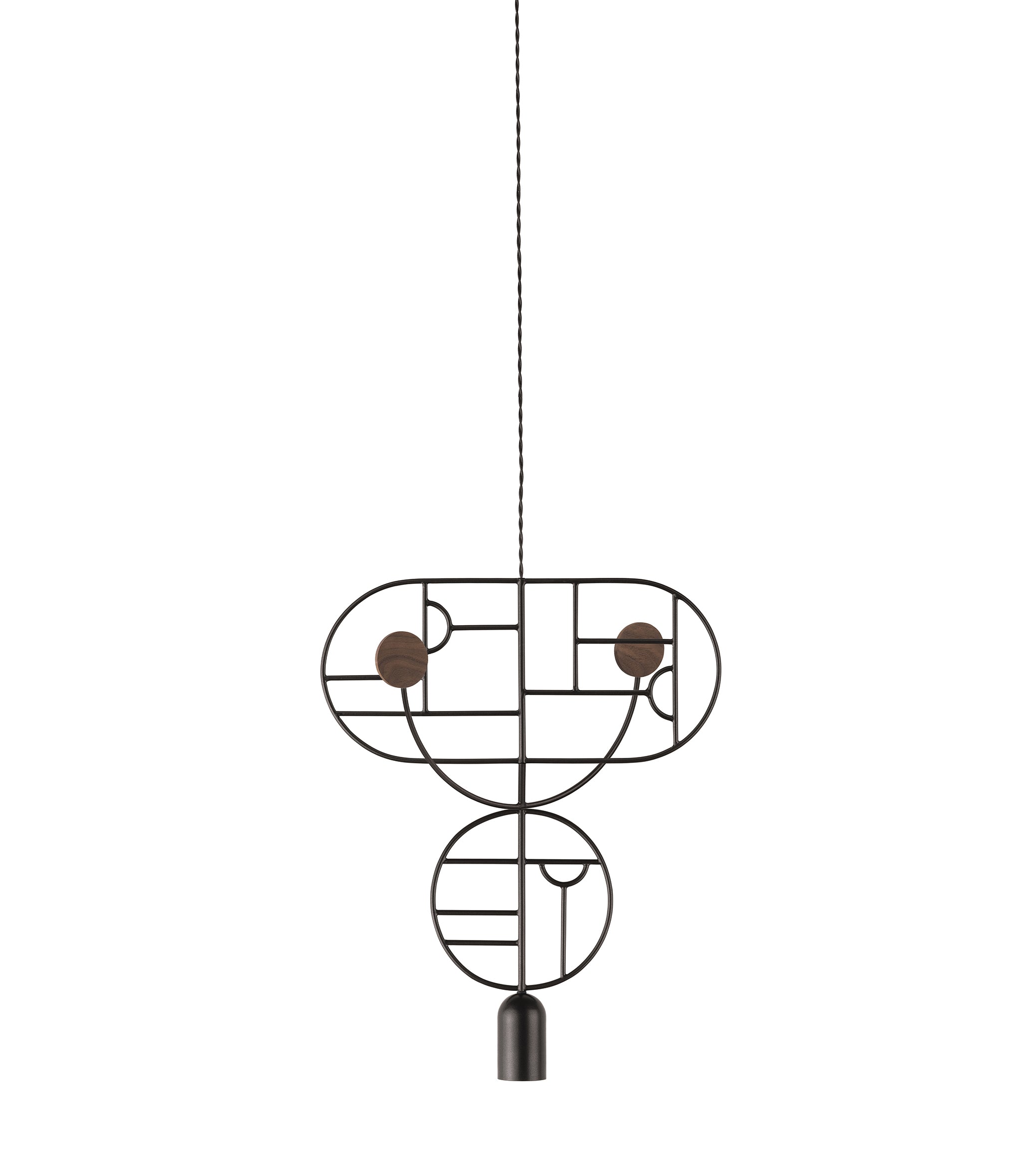 Pendelleuchte WOODEN DOTS WDS07 grafitfarben mit Nussbaumholz