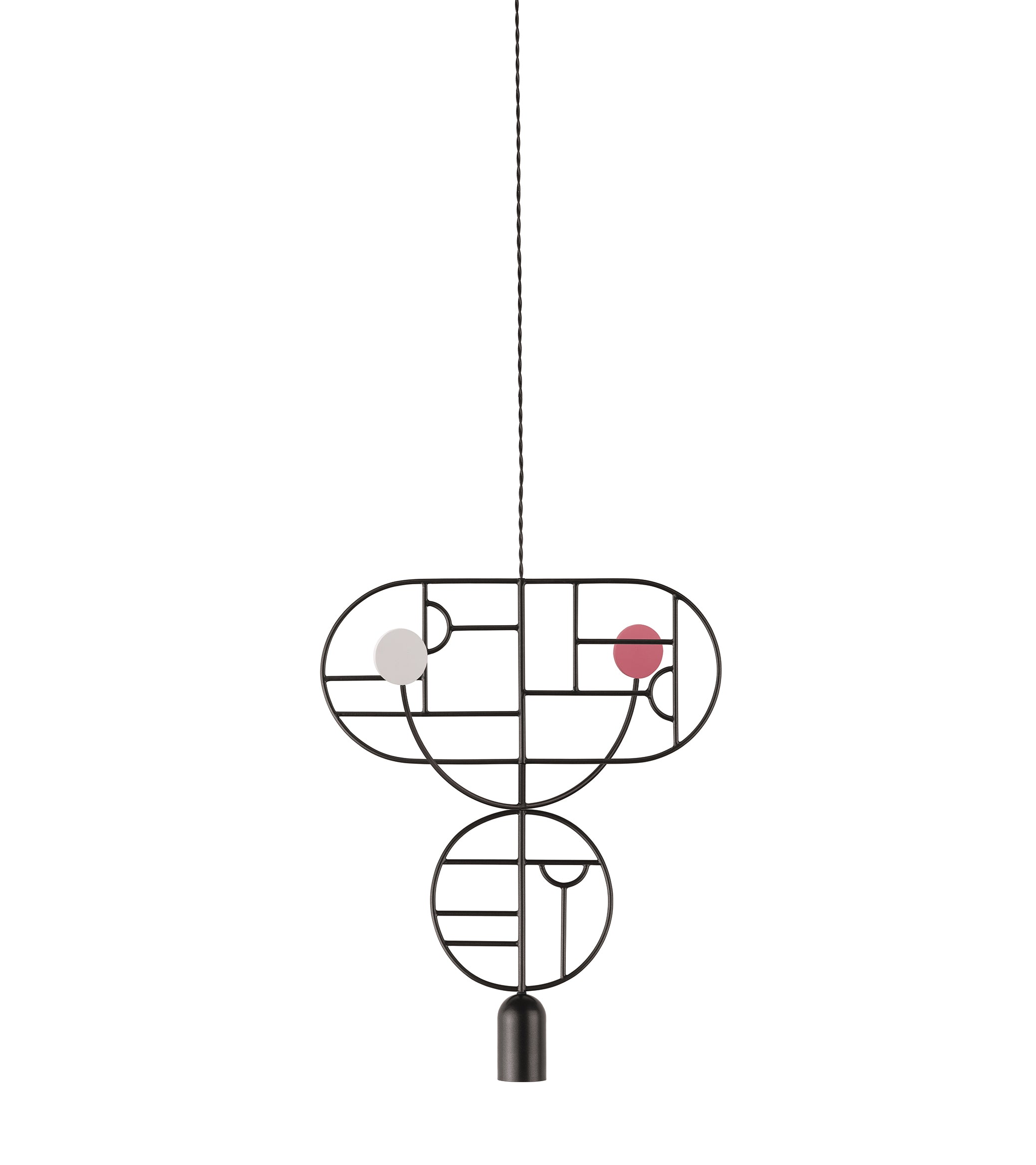 WOODEN DOTS WDS07 Pendant Lamp in Graphite with White and Red