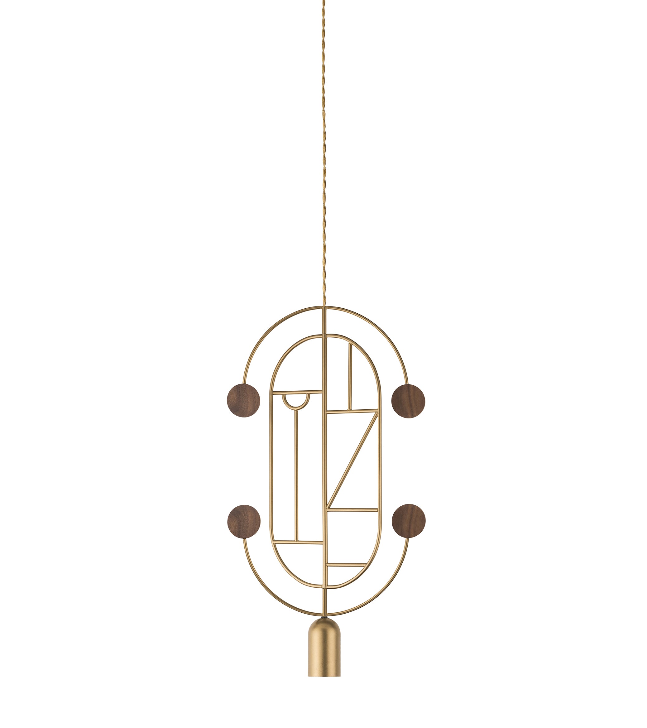 Pendelleuchte WOODEN DOTS WDS04 messing mit Nussbaumholz