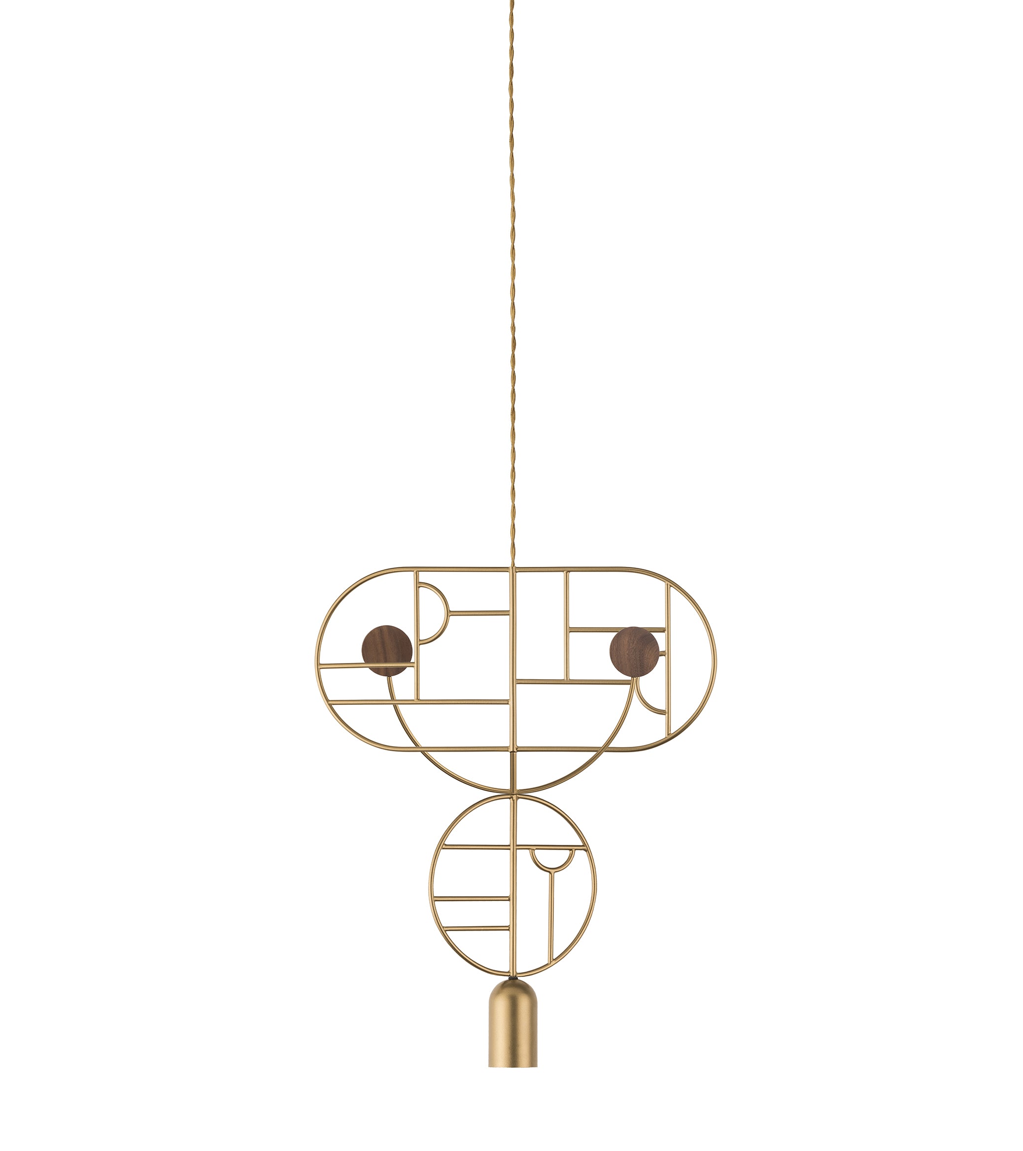 Pendelleuchte WOODEN DOTS WDS07 messing mit Nussbaumholz