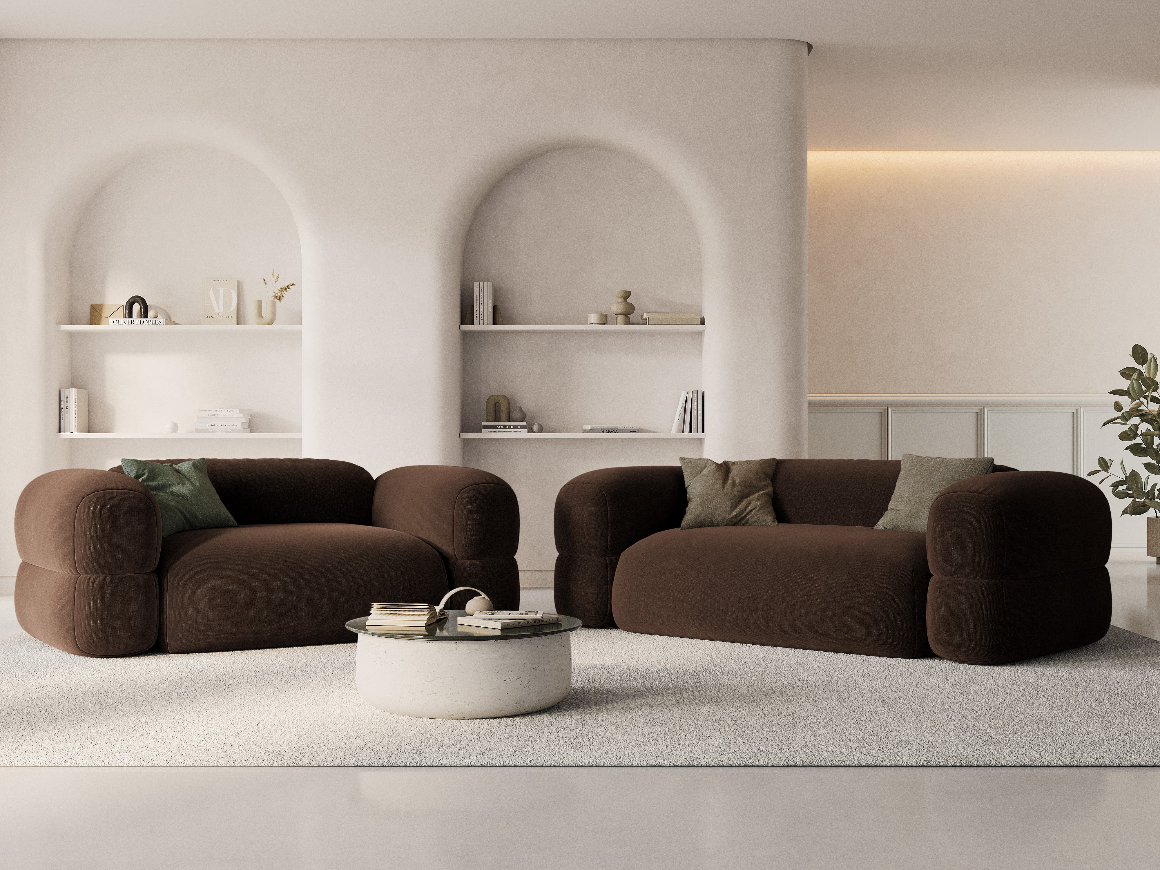 Sofa aus Samt 3-sitzig ROGER schokoladenbraun