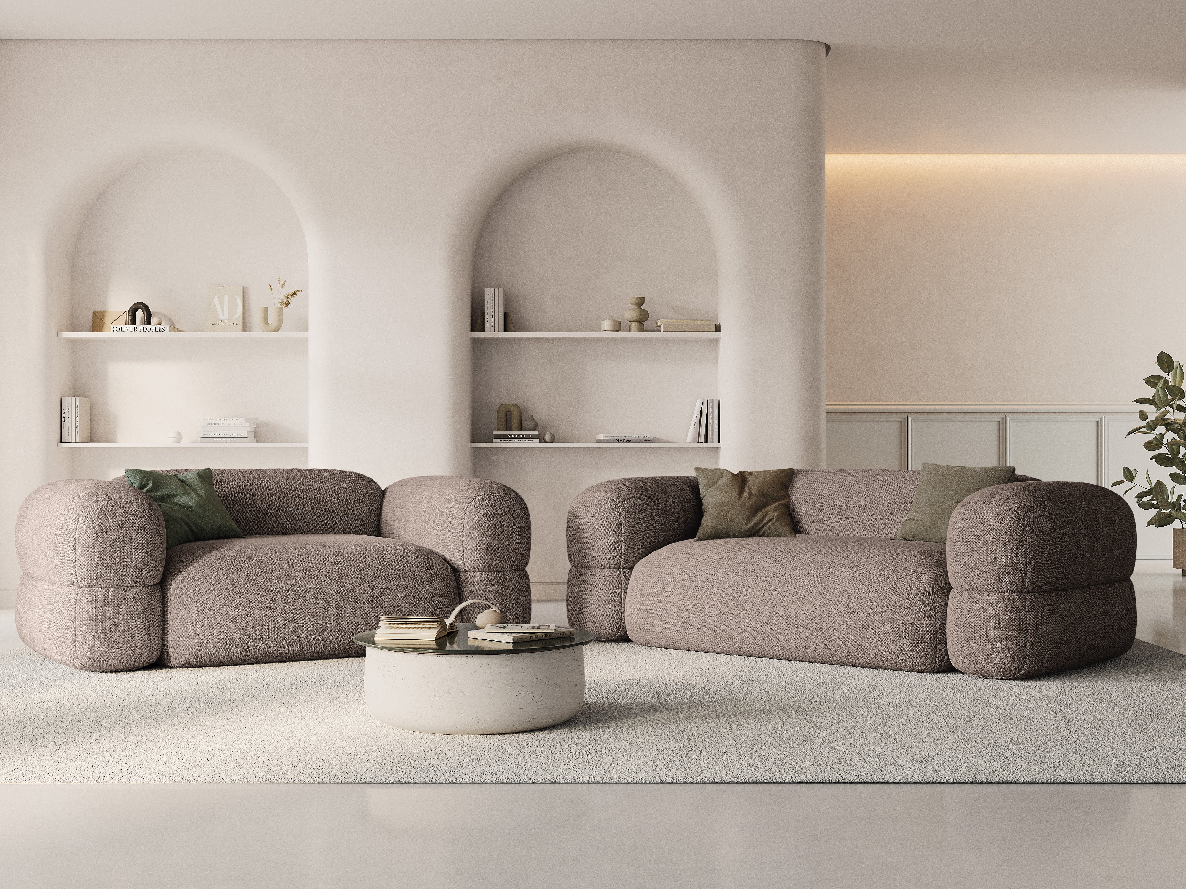 Sofa 3-Sitzer ROGER Cappuccino Chenille