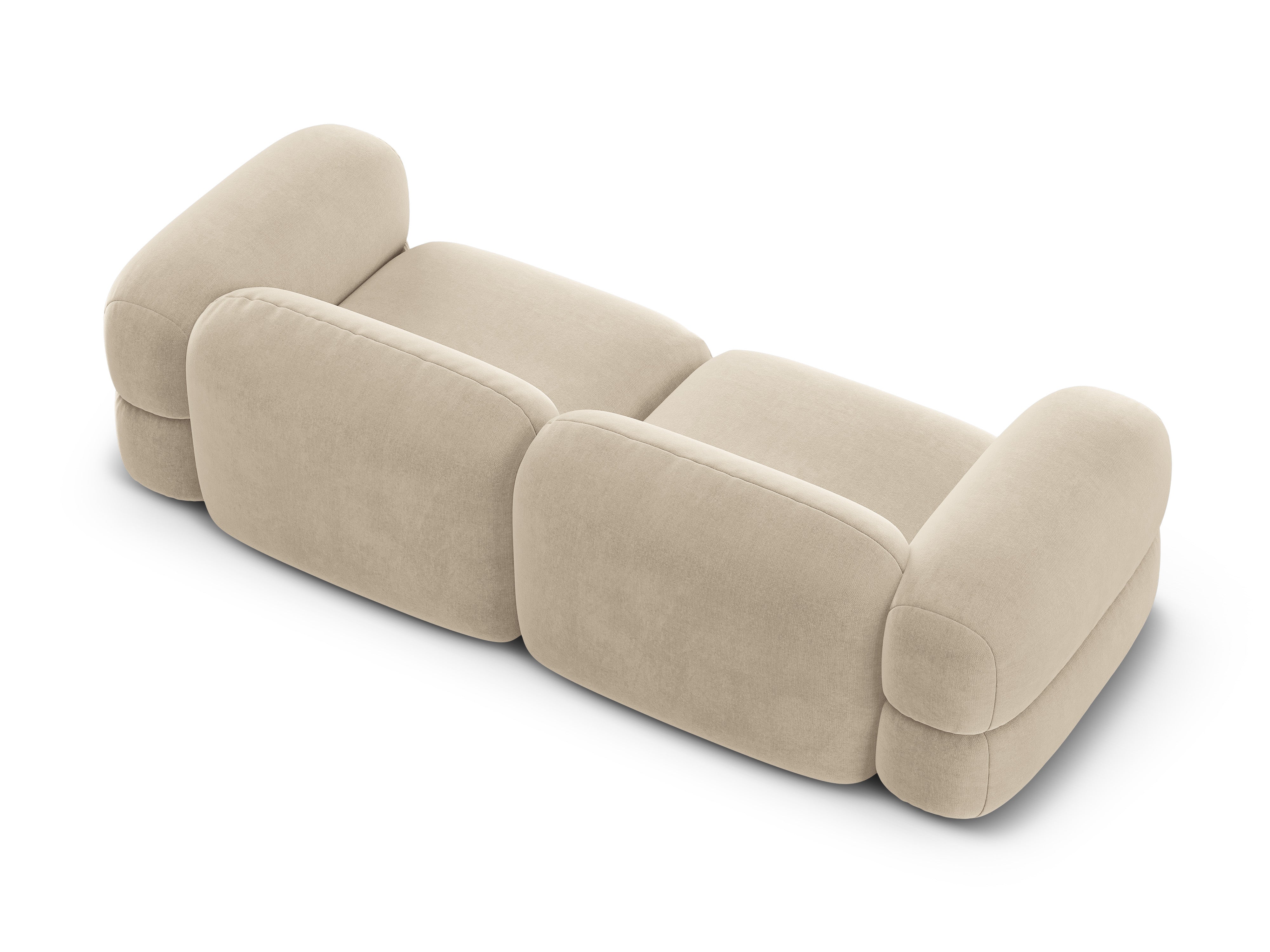 Velvet sofa for 4 people ROGER light beige