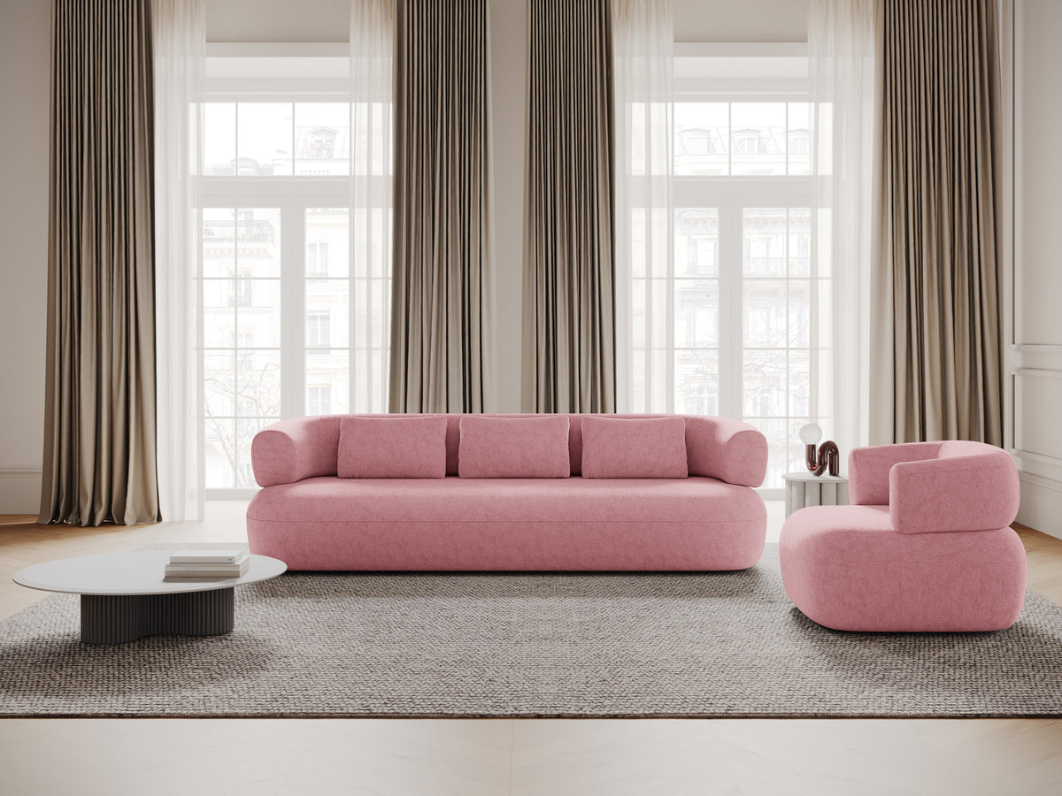 3-sitziger rechter Ecksofa ALDRIN in rosa Chenille
