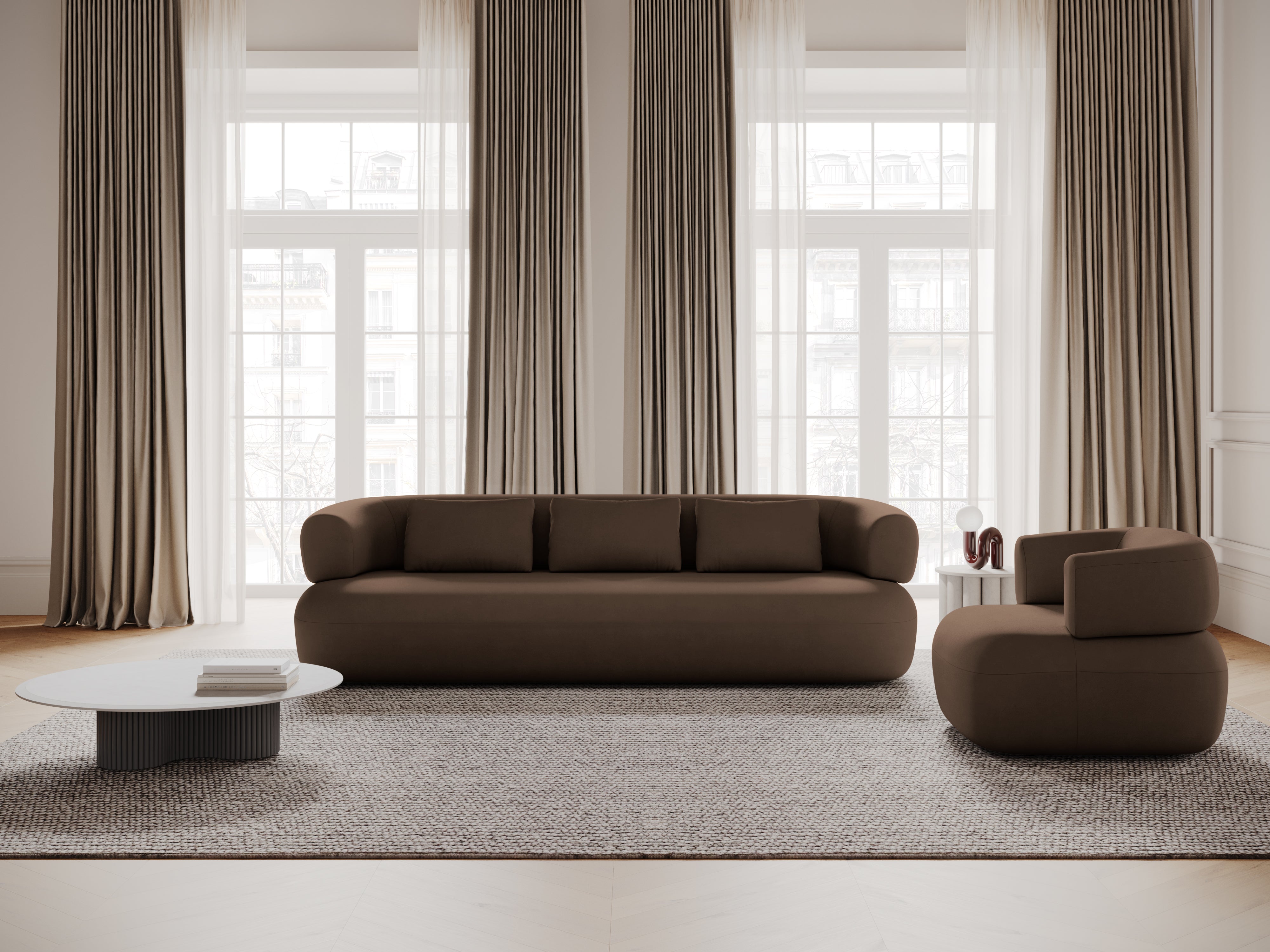 Samt-Pouf ALDRIN in Rosa