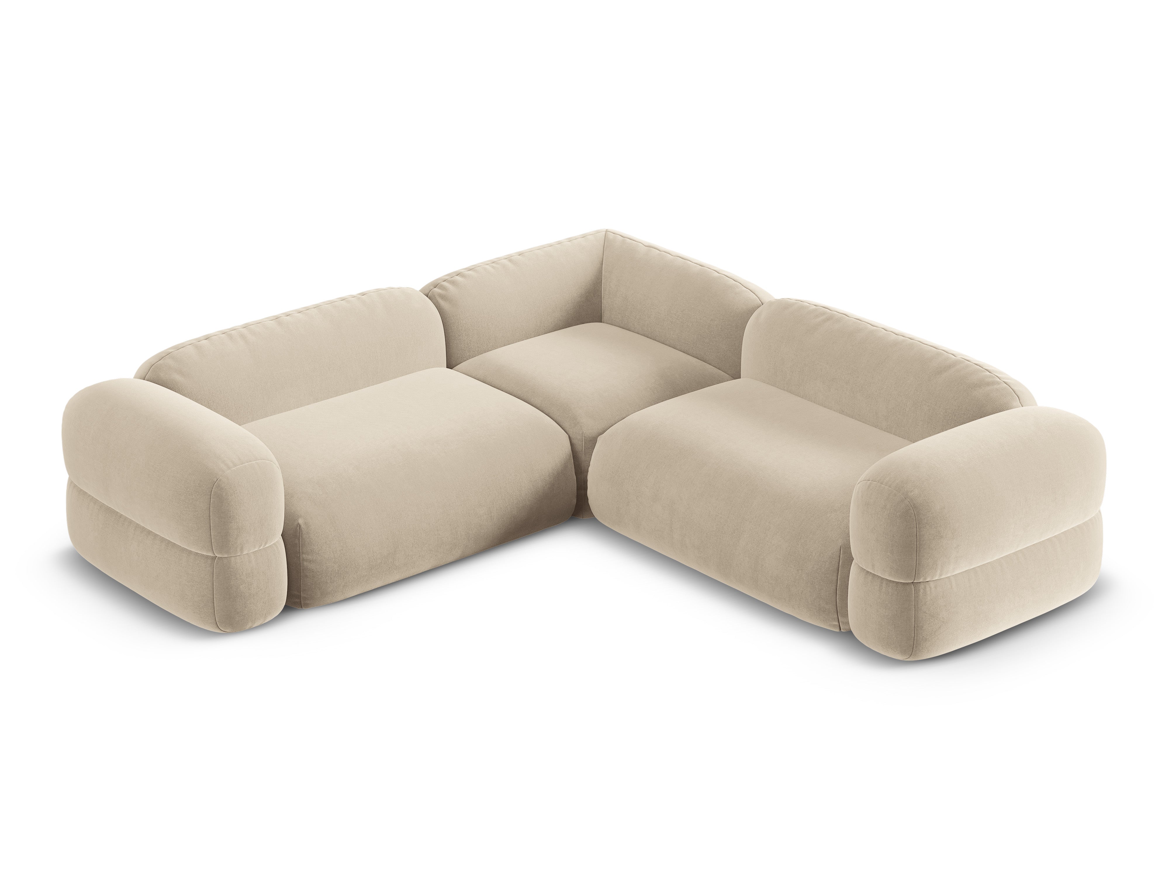 Symmetrische Samt-Eckcouch ROGER hellbeige