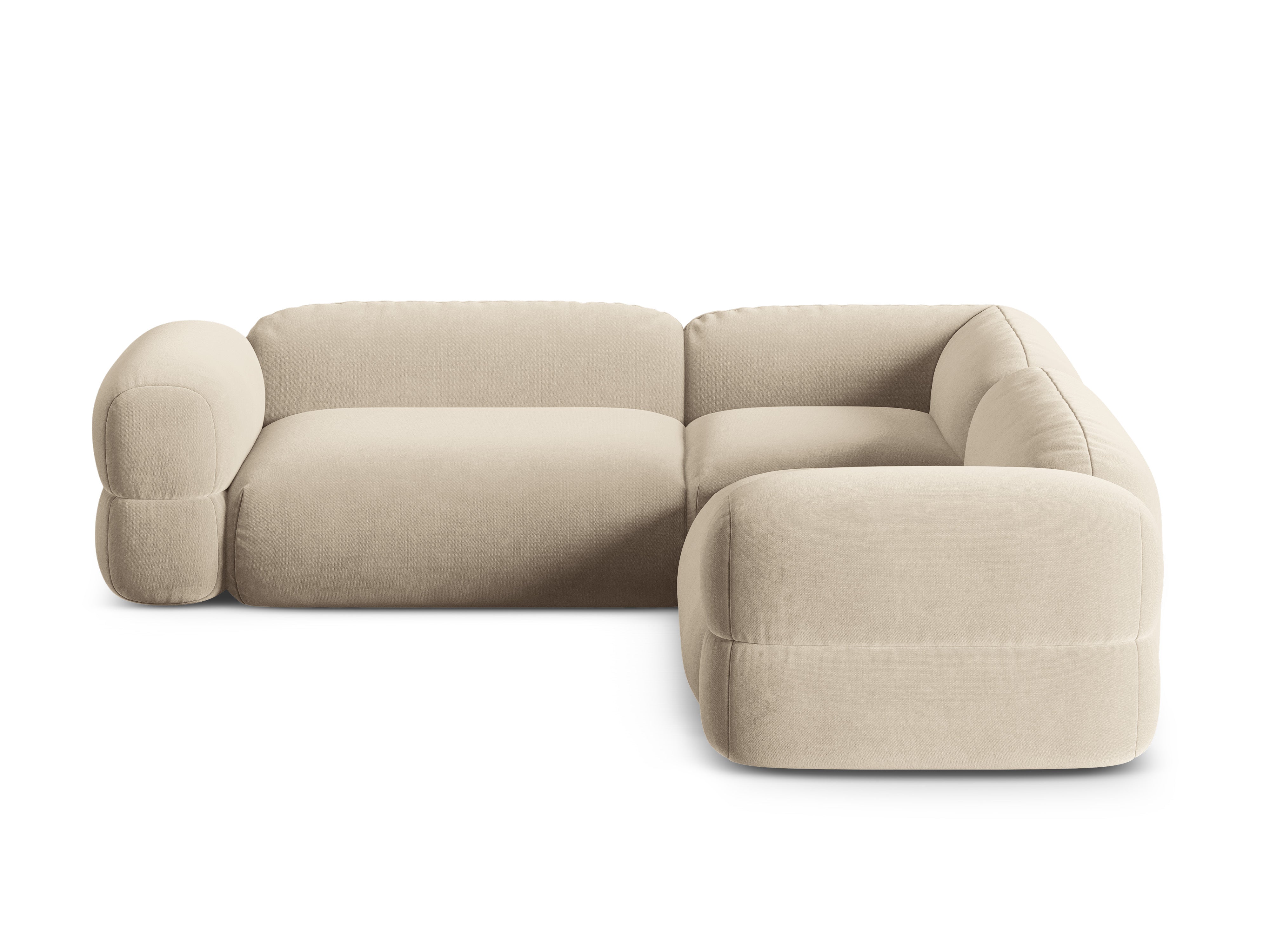 Symmetrische Samt-Eckcouch ROGER hellbeige