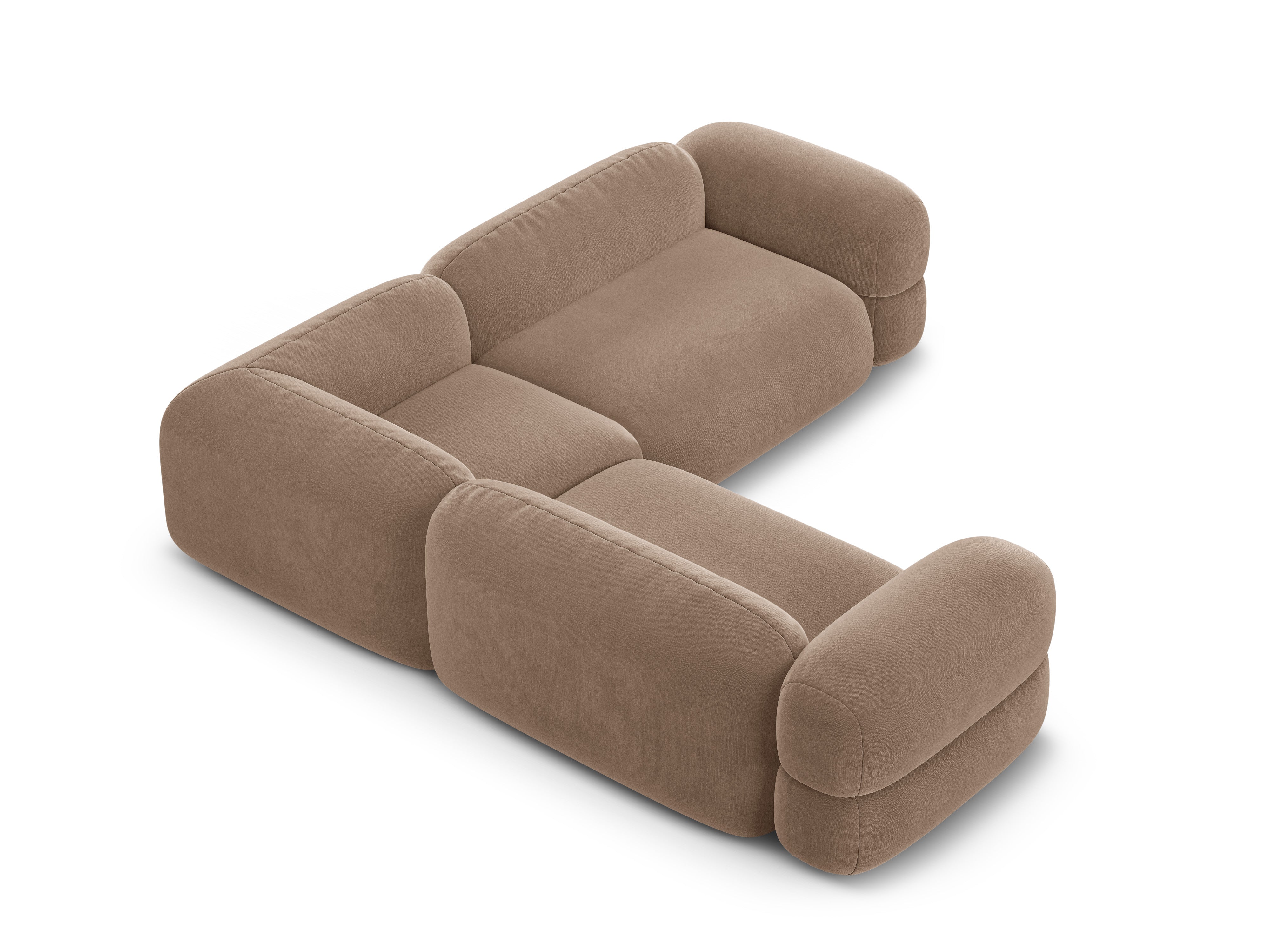 Symmetrical Velvet Corner Sofa ROGER Dark Beige