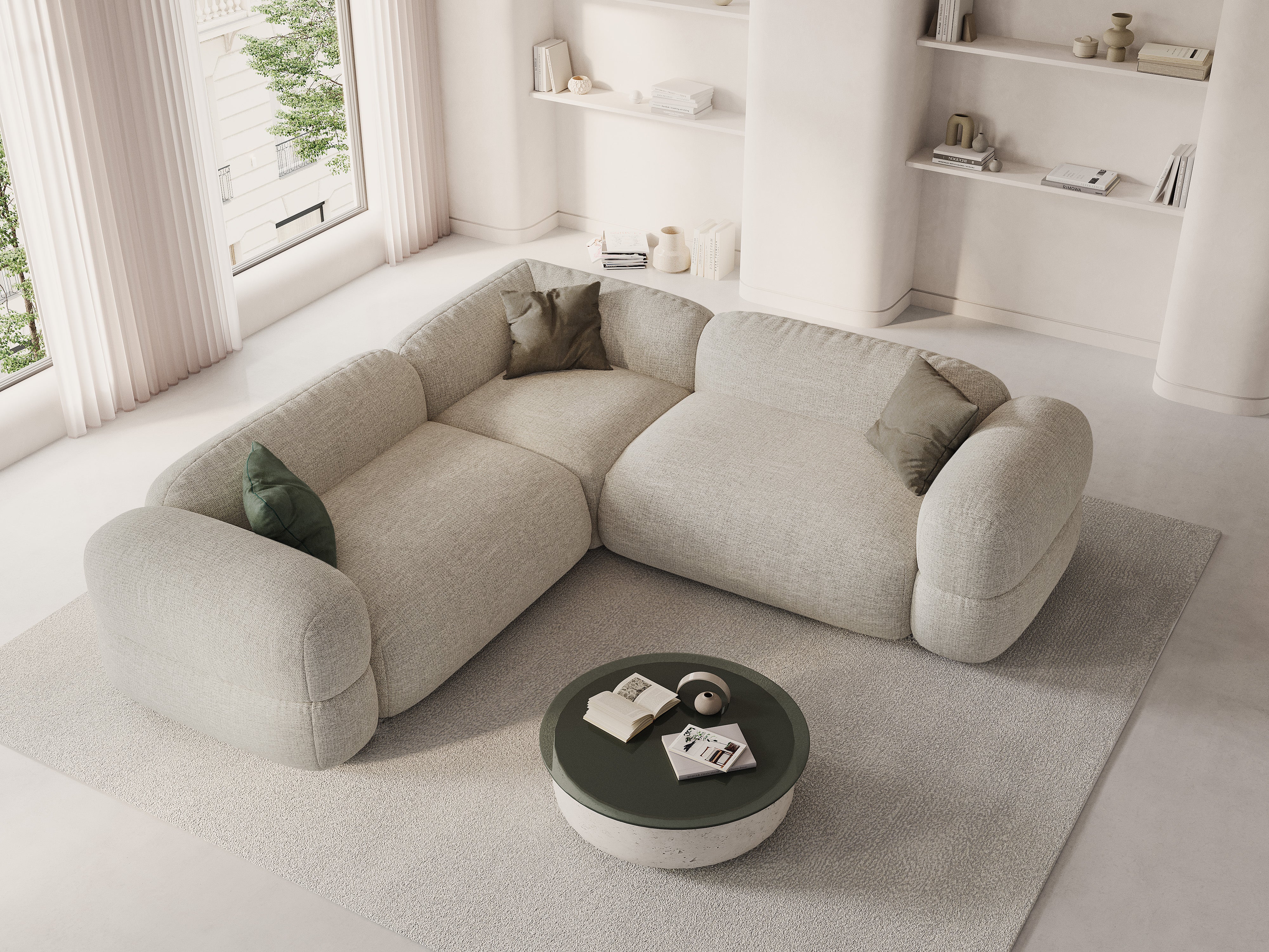 Symmetrische Eckcouch ROGER beige Chenille