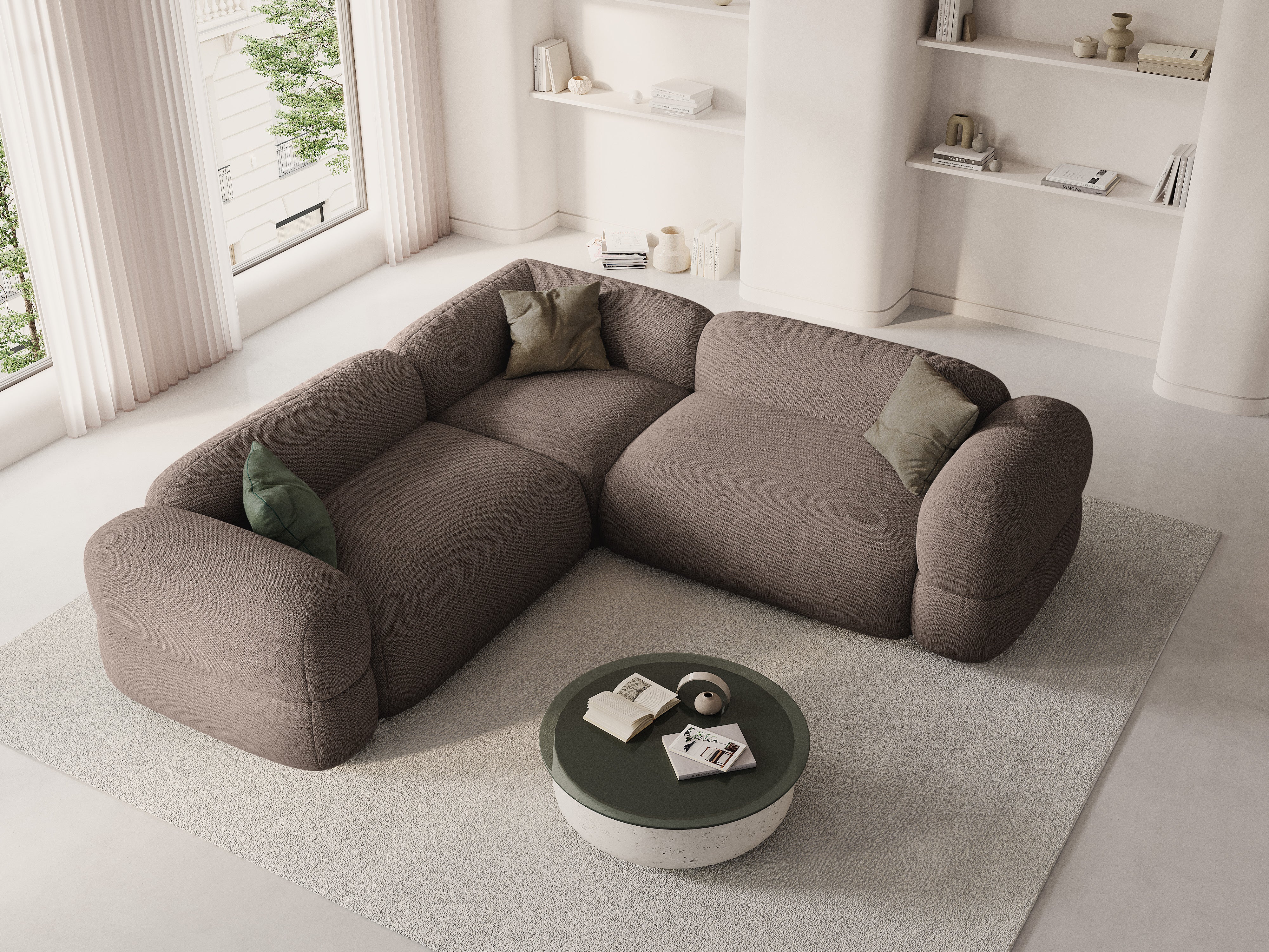 Symmetrische Eckcouch ROGER Cappuccino Chenille