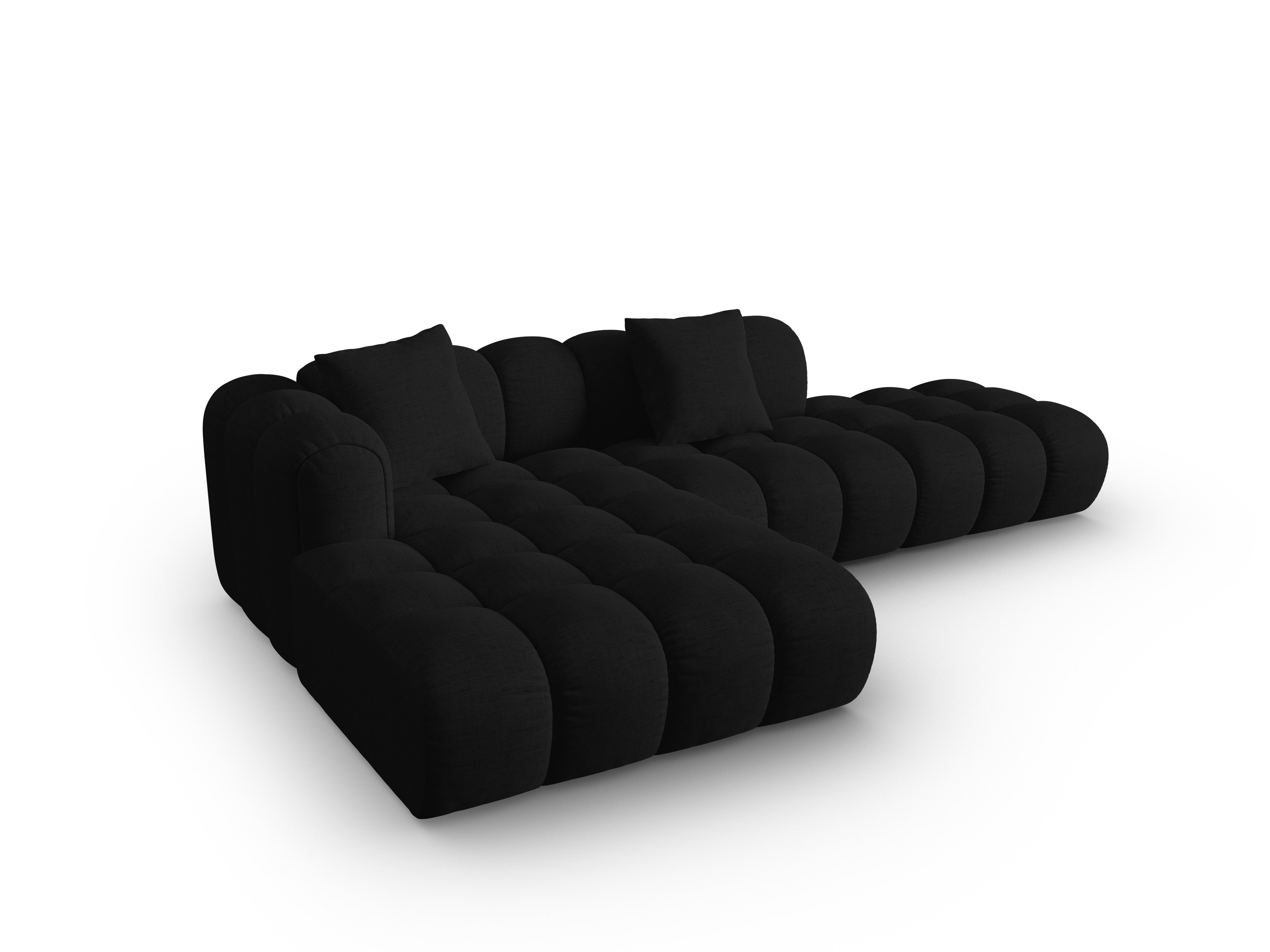 Open left-sided corner sofa ASTRO black chenille