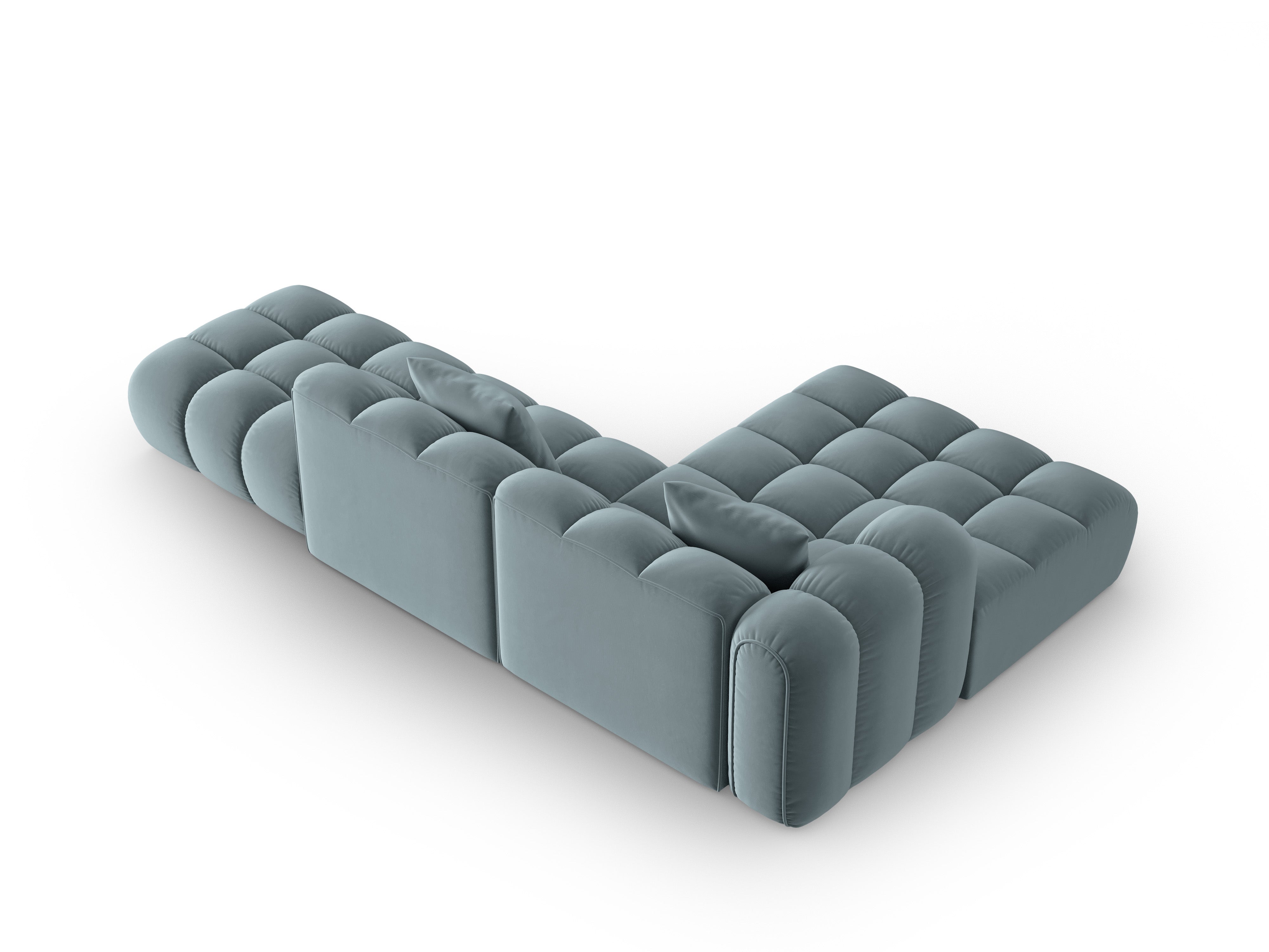 Samt-Ecksofa offen links ASTRO hellblau