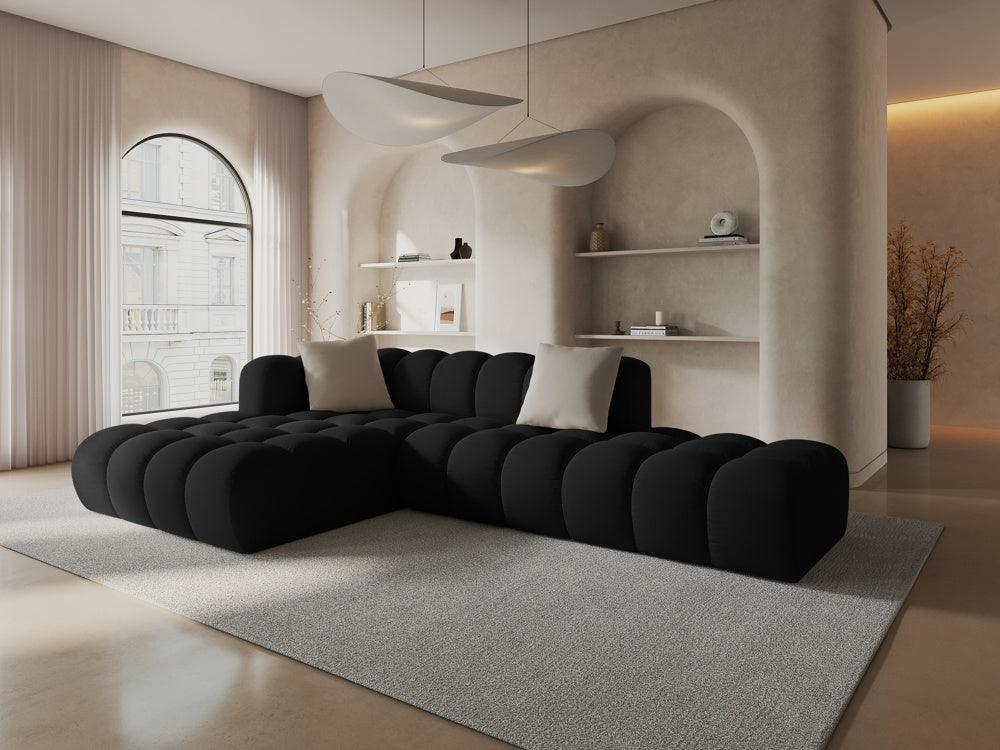 Narożnik aksamitny 5-osobowy lewostronny HALLEY czarny Windsor & Co    Eye on Design