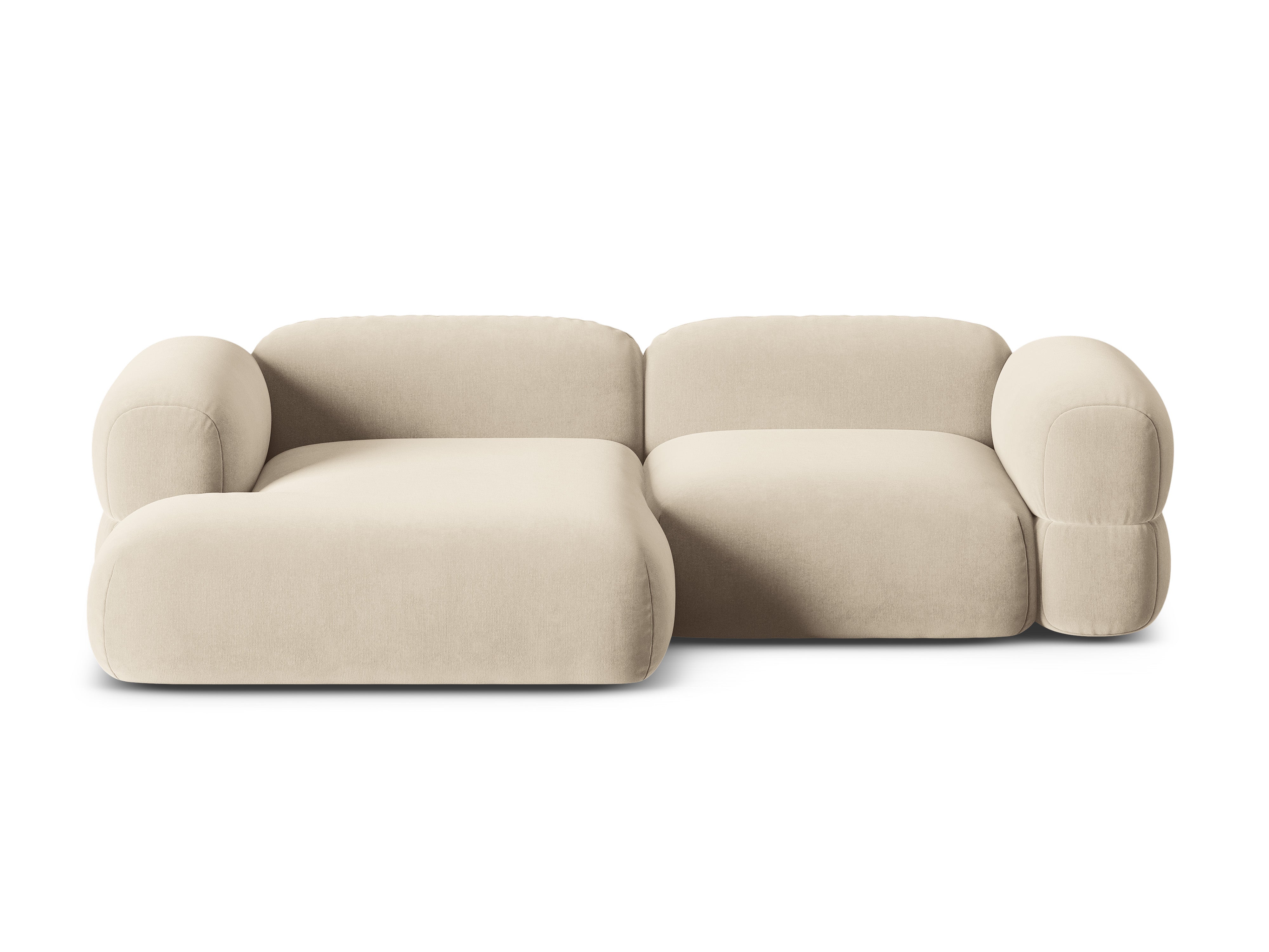 Samt-Ecksofa links ROGER hellbeige