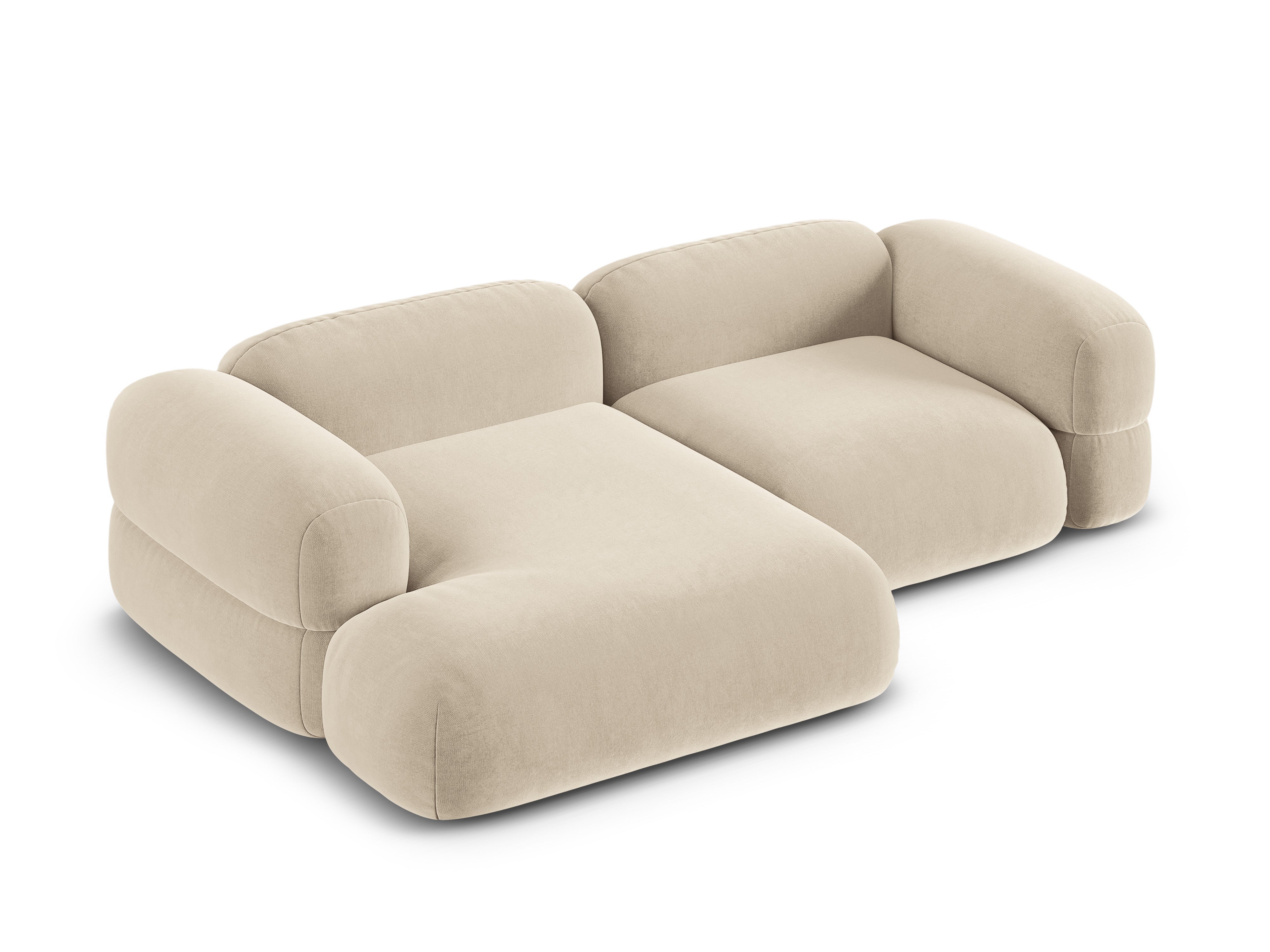 Samt-Ecksofa links ROGER hellbeige