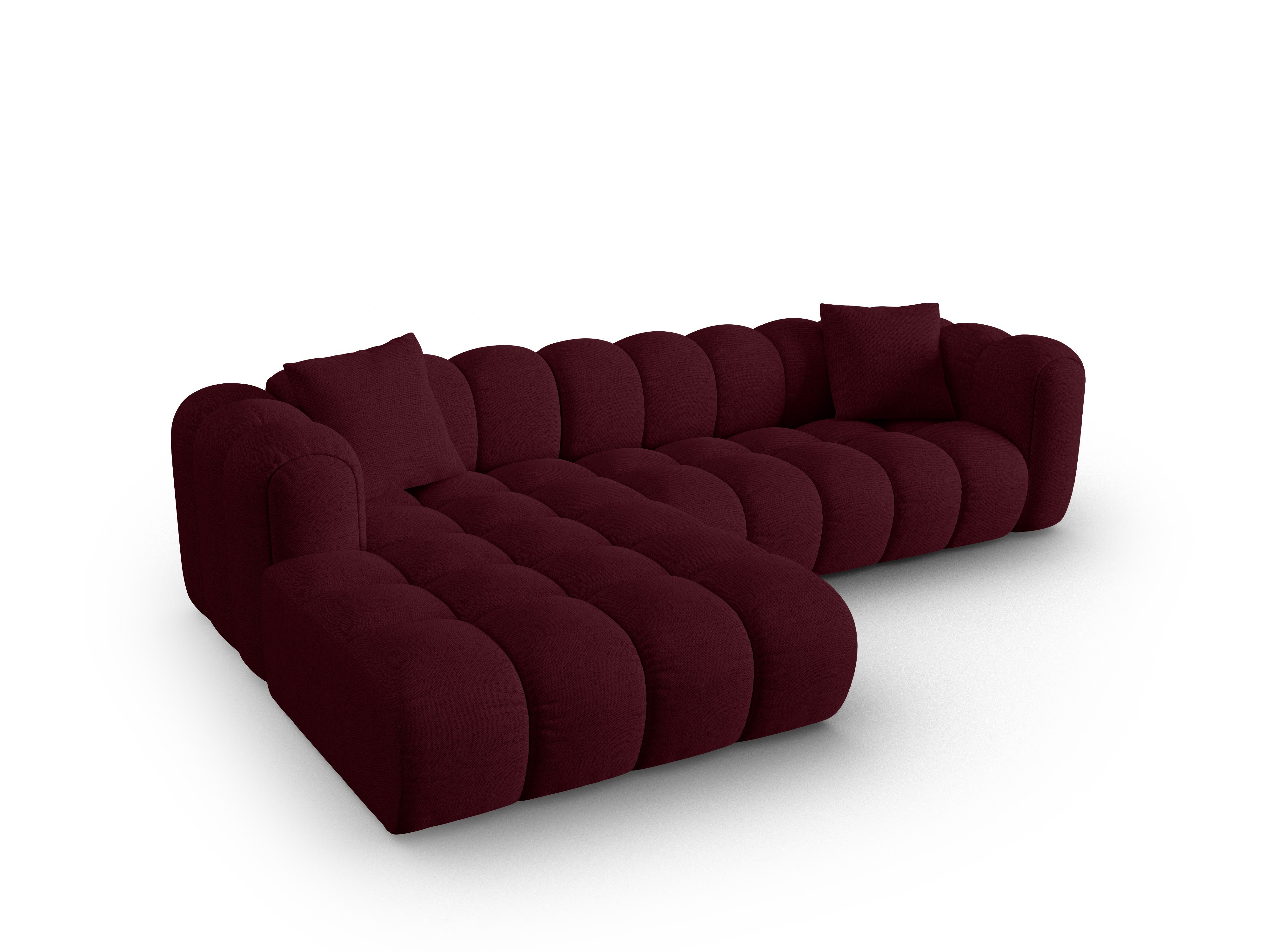 4-sitziger linker Ecksofa ASTRO burgunderfarbener Chenille