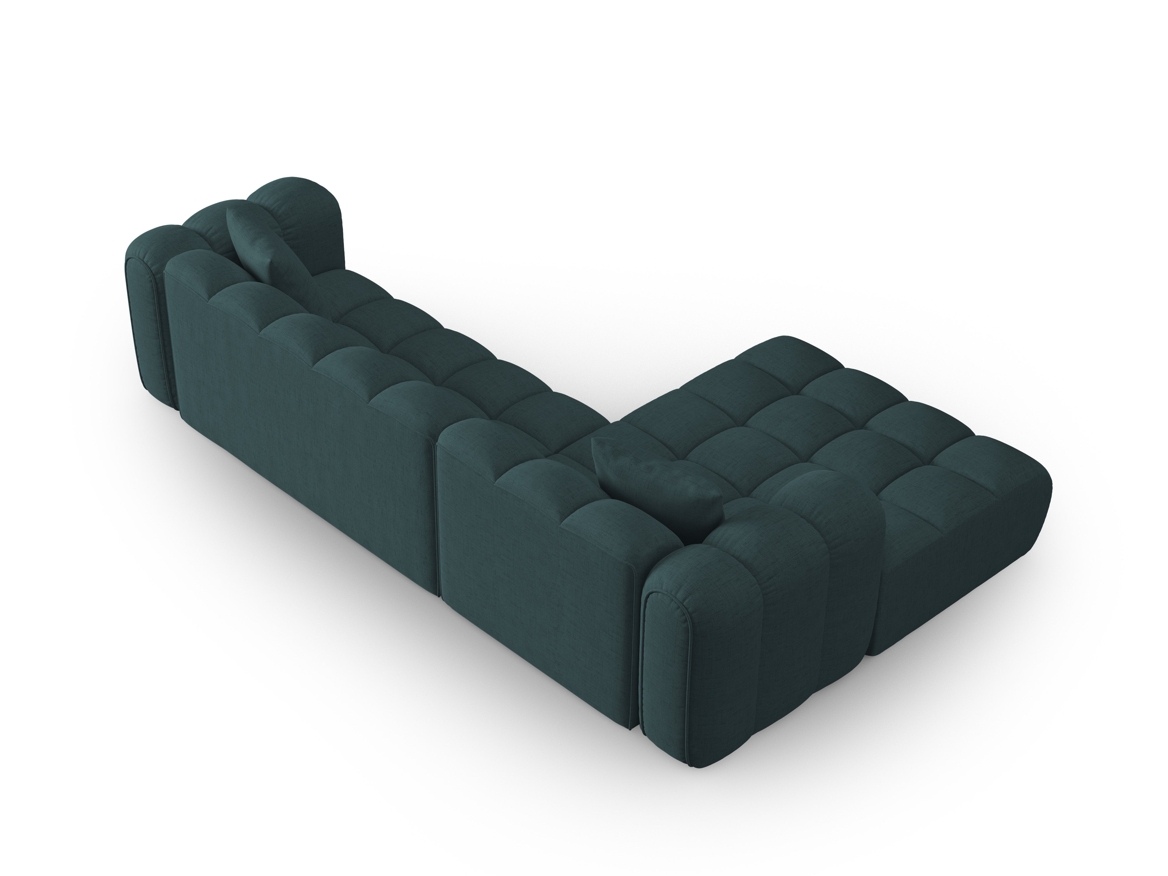 4-seater left-facing corner sofa ASTRO turquoise chenille