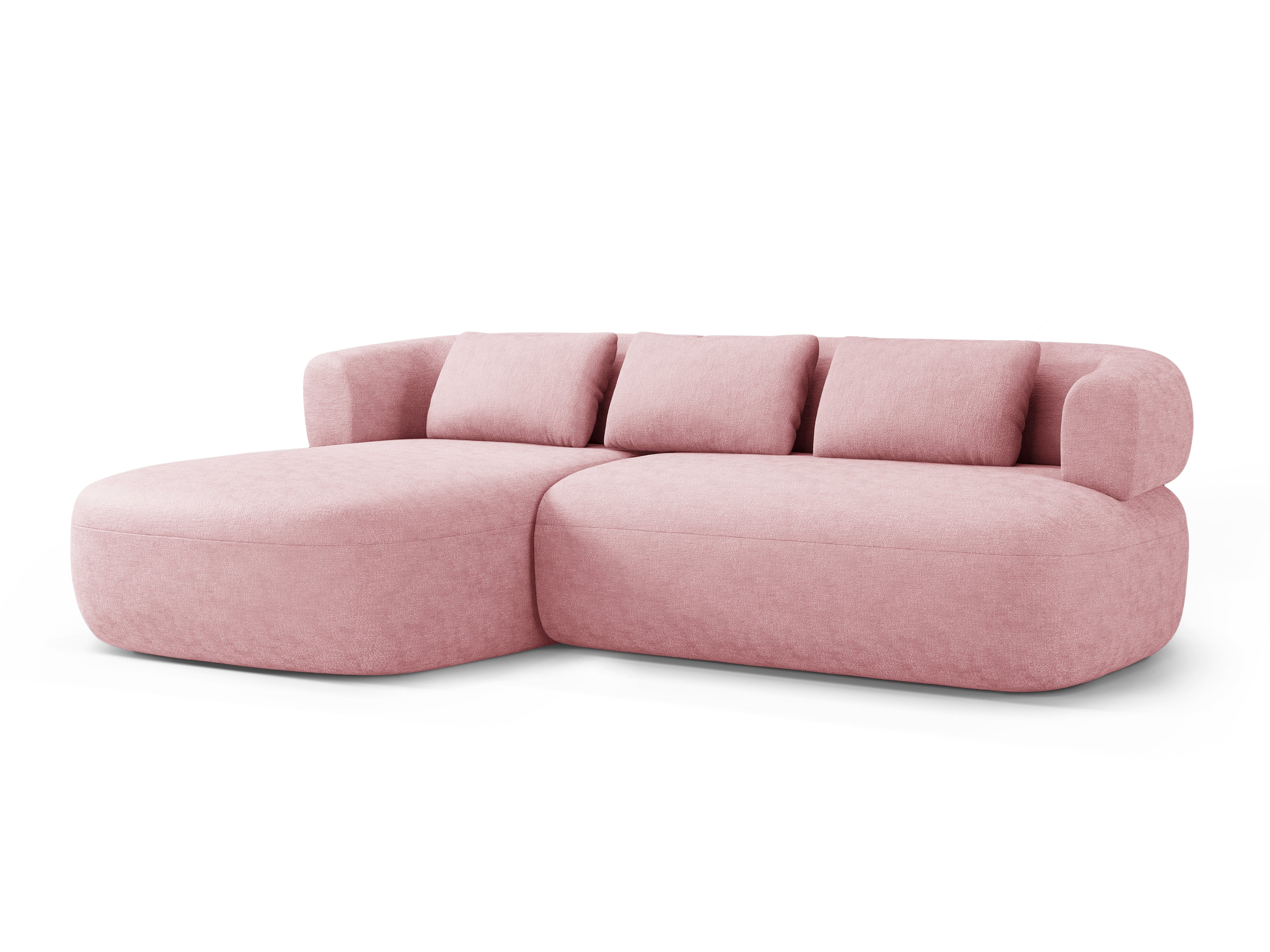 3-sitzige linke Eckcouch ALDRIN in rosa Chenille