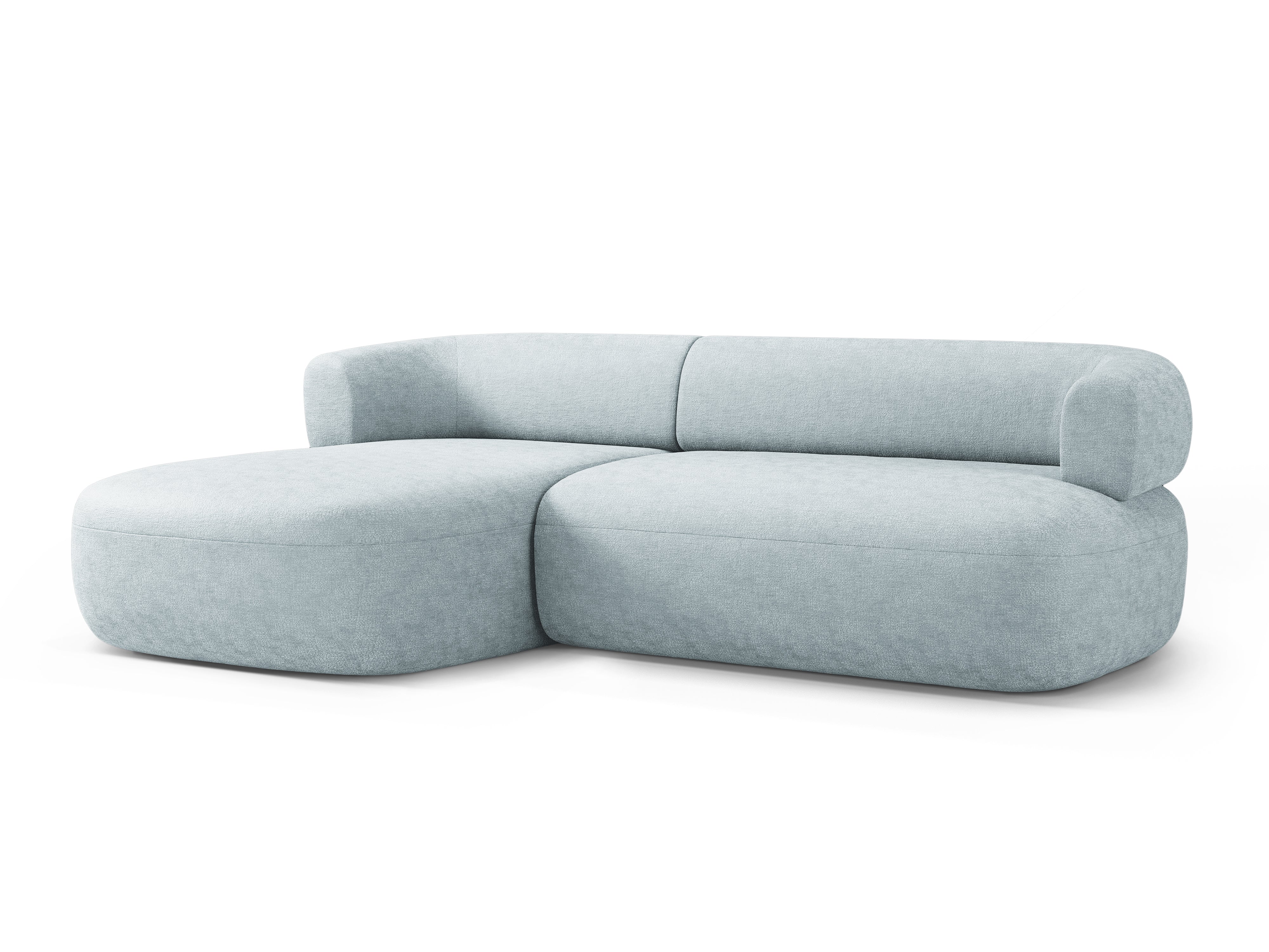 3-sitzige linke Eckcouch ALDRIN in himmelblauem Chenille