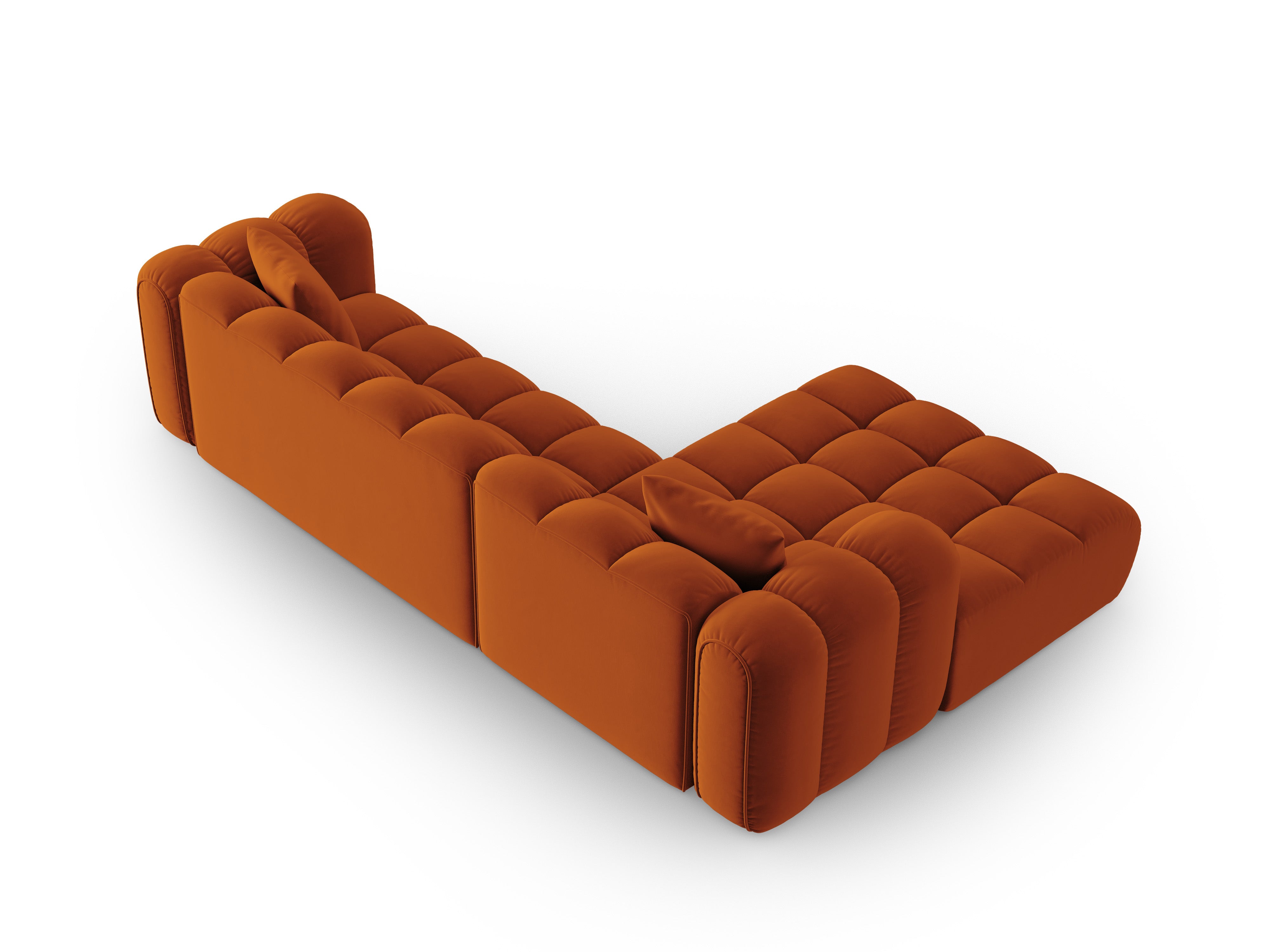 Velvet corner sofa for 4 people, left-sided ASTRO in rust