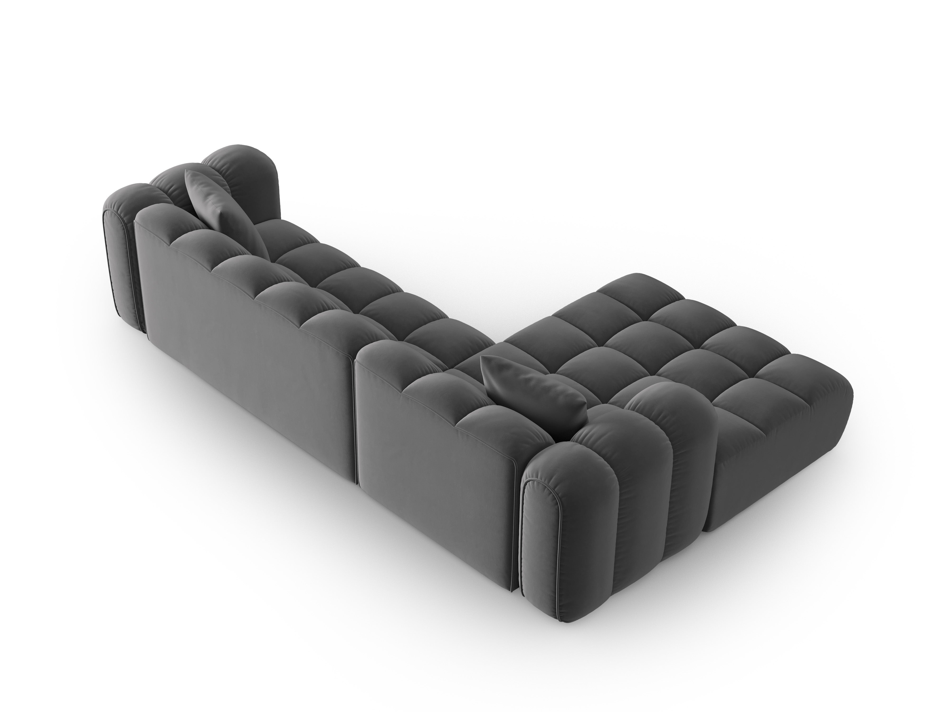Velvet corner sofa for 4 people, left-sided ASTRO gray