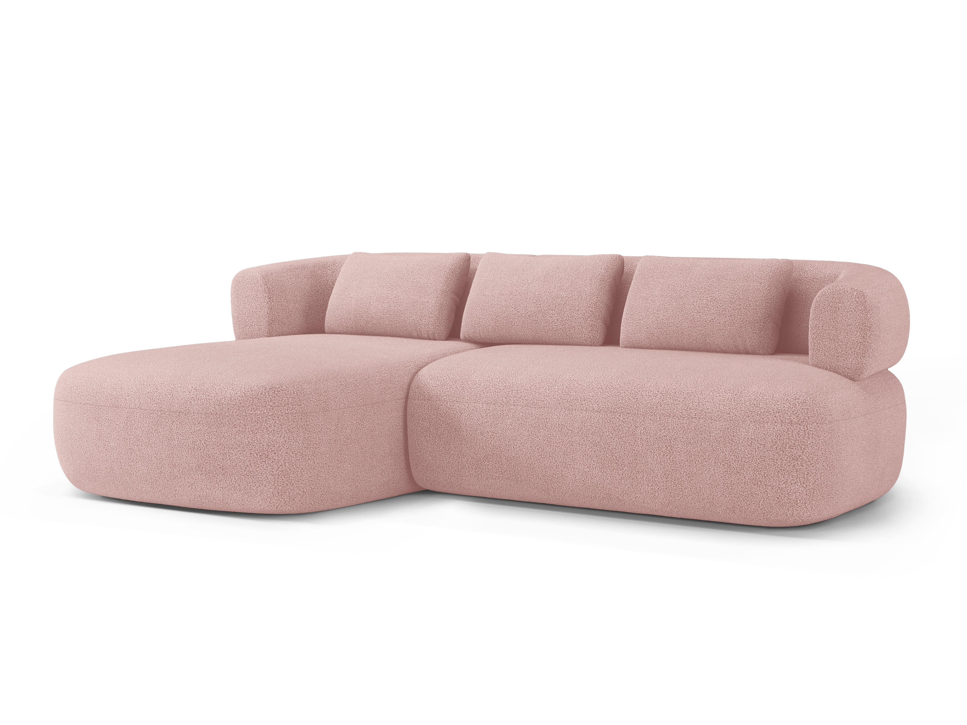 3-sitziger linker Ecksofa ALDRIN in pudrigem Rosa Boucle