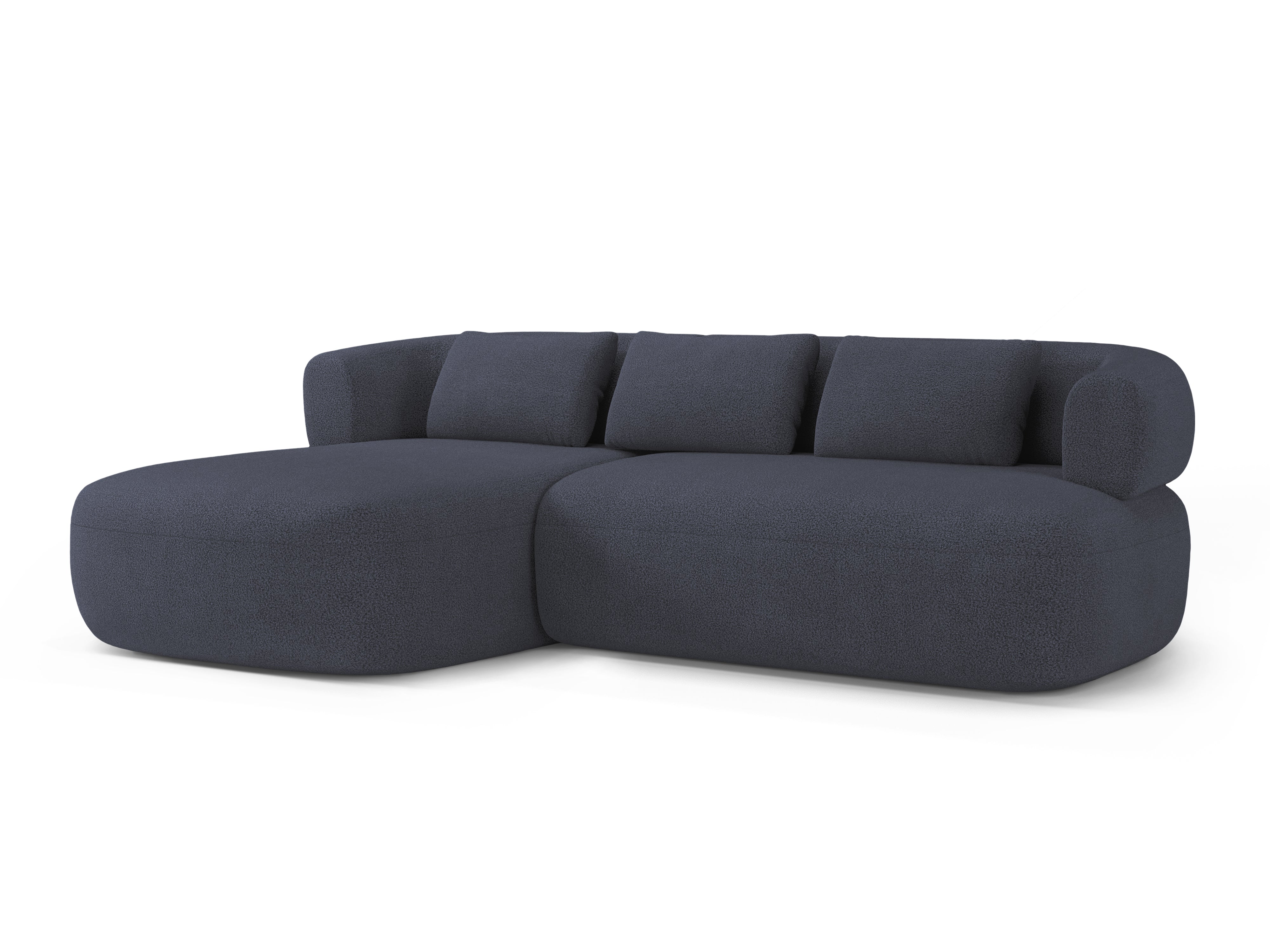 3-sitziger linker Ecksofa ALDRIN in marineblauem Boucle