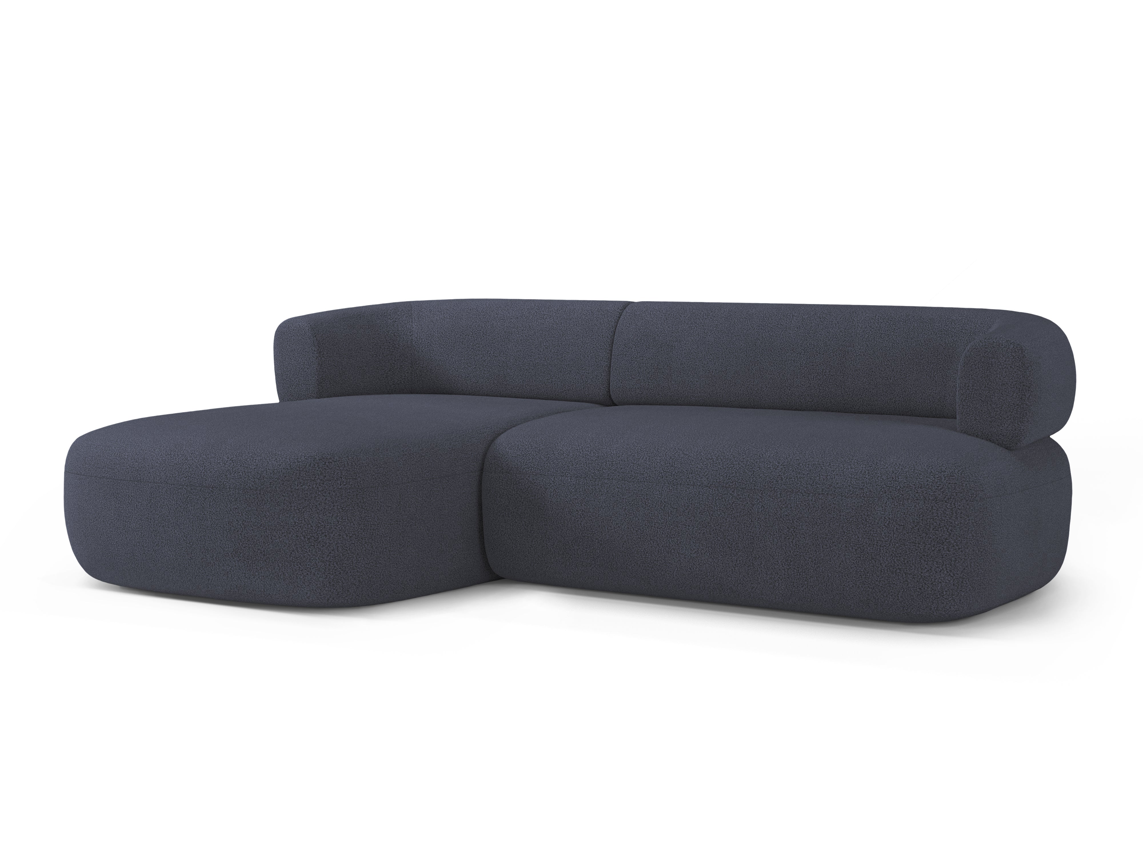 3-sitziger linker Ecksofa ALDRIN in marineblauem Boucle