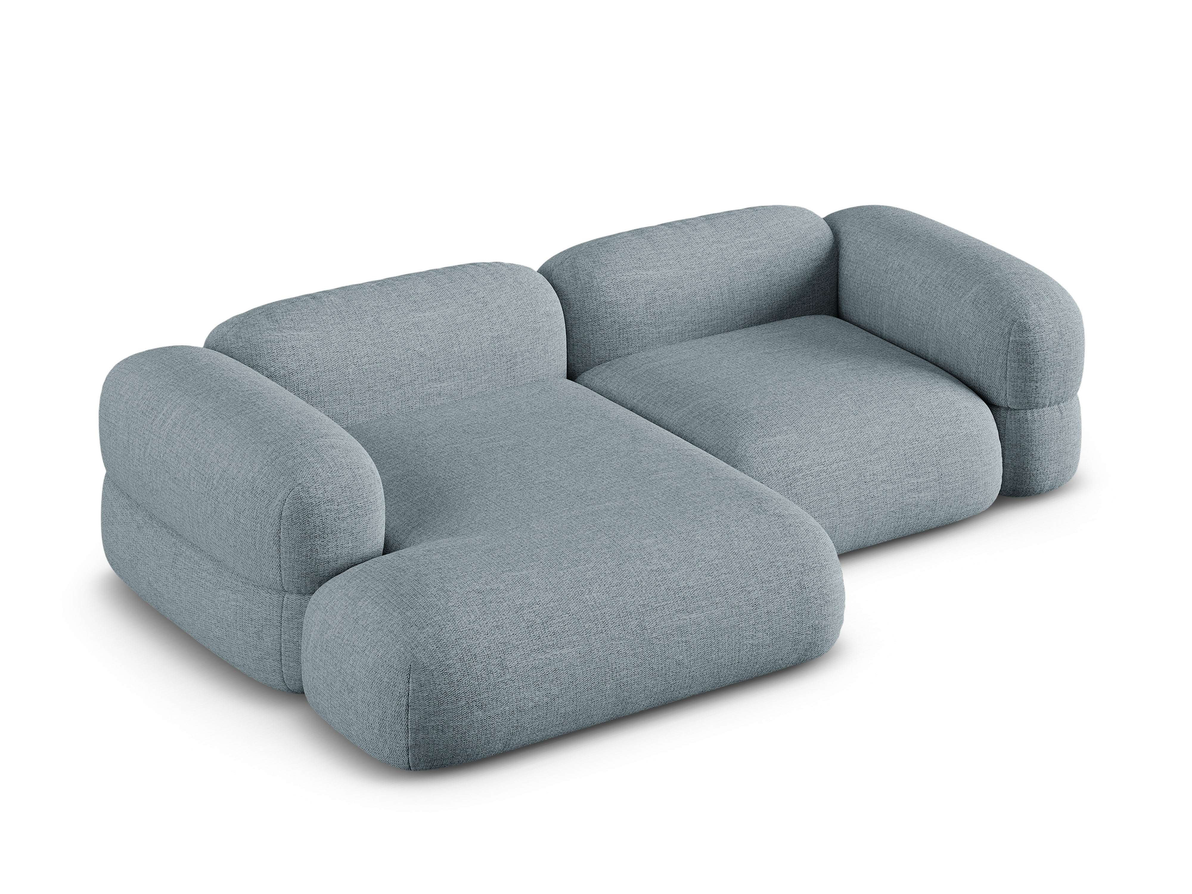Left-sided corner sofa ROGER blue chenille