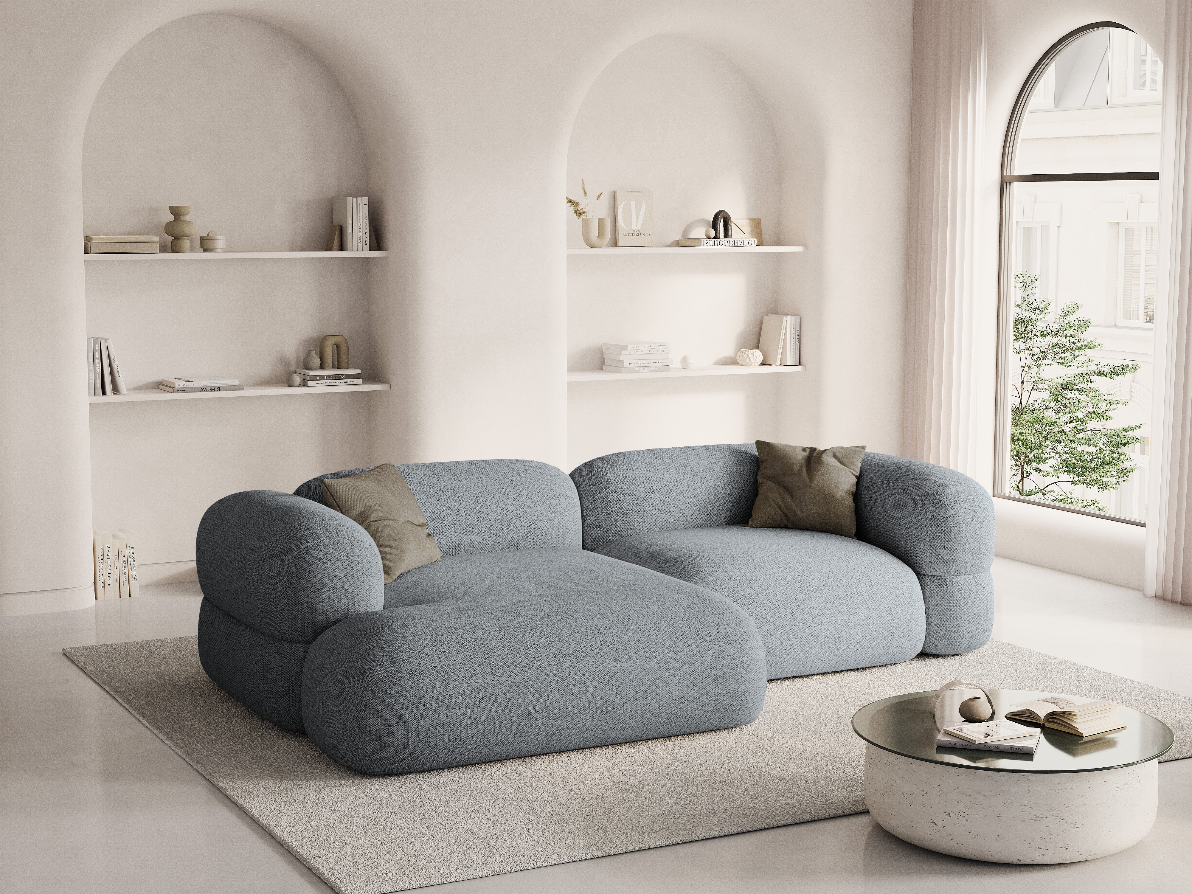 Left-sided corner sofa ROGER gray chenille