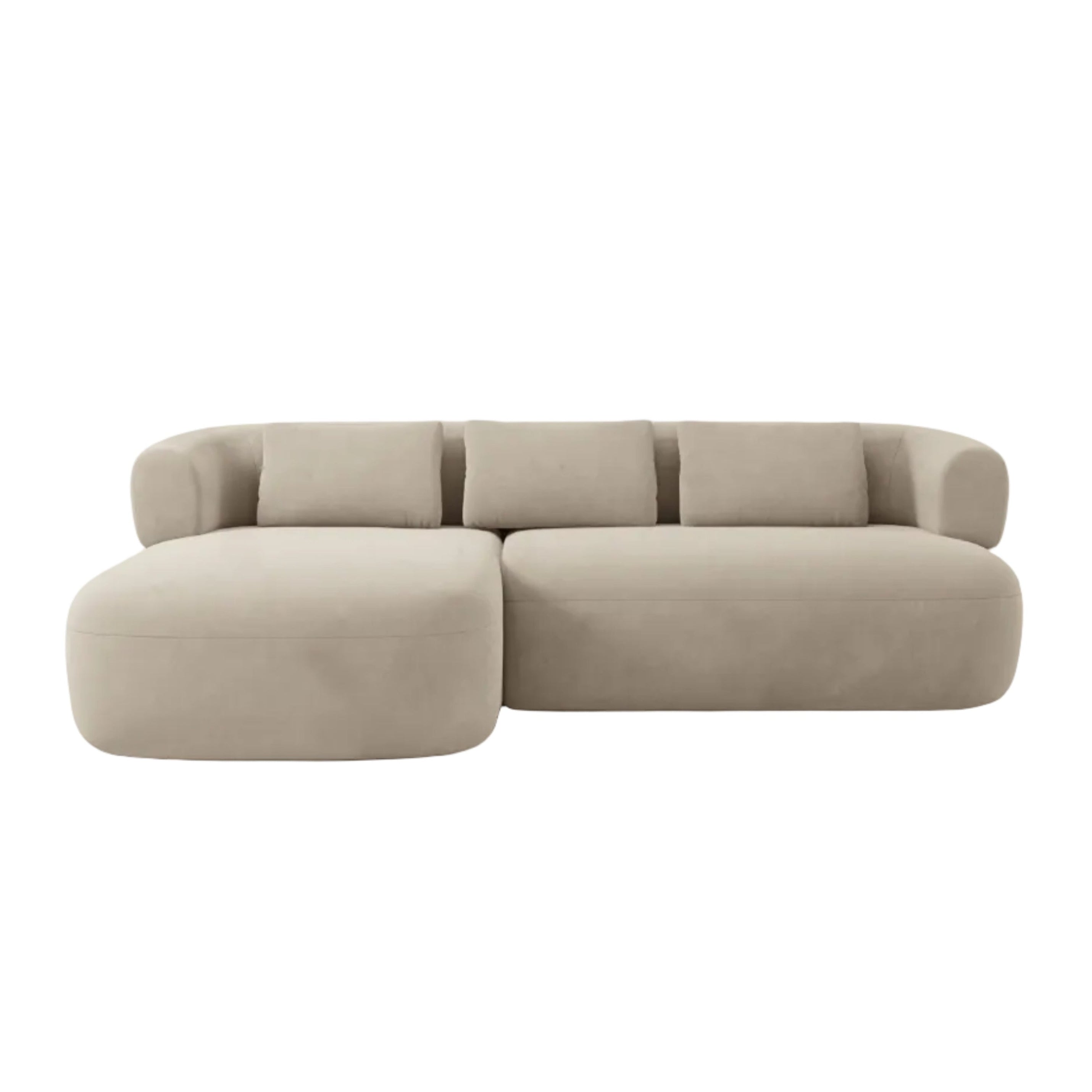 Samt-Ecksofa für 3 Personen links ALDRIN in Beige