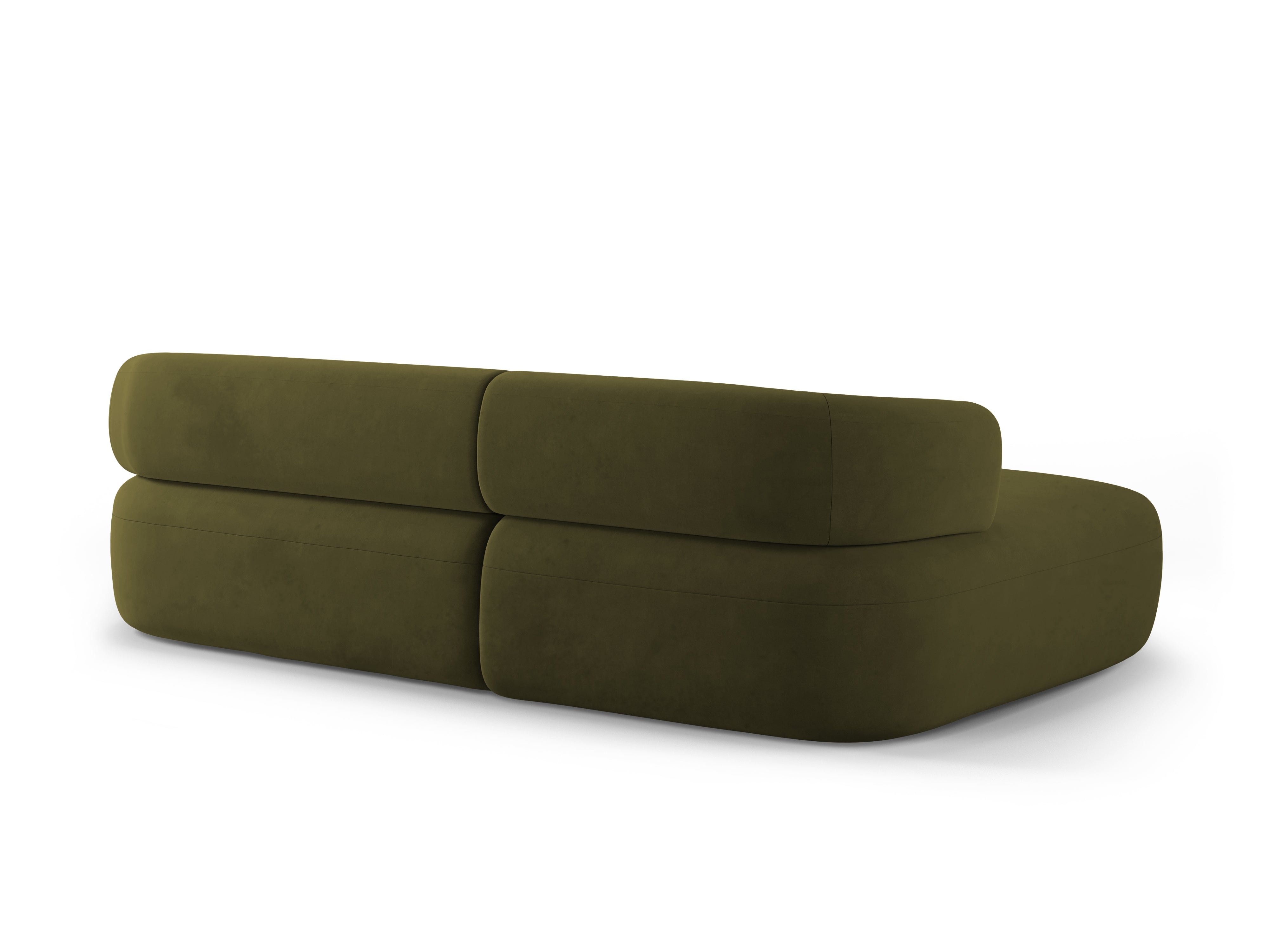 Samt-Ecksofa für 3 Personen, linksseitig, ALDRIN in Grün