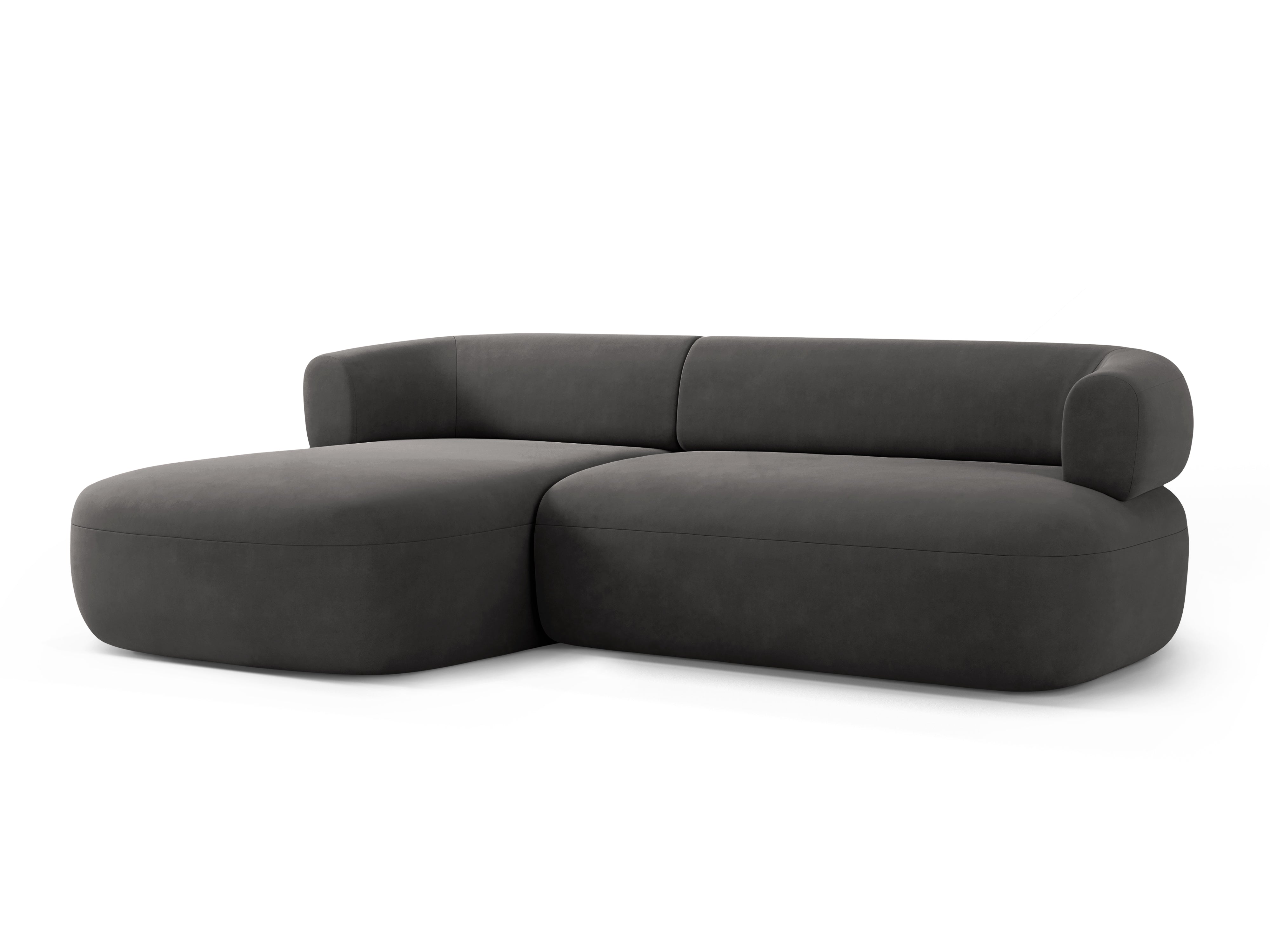 Samt-Ecksofa für 3 Personen, linksseitig, ALDRIN in Dunkelgrau