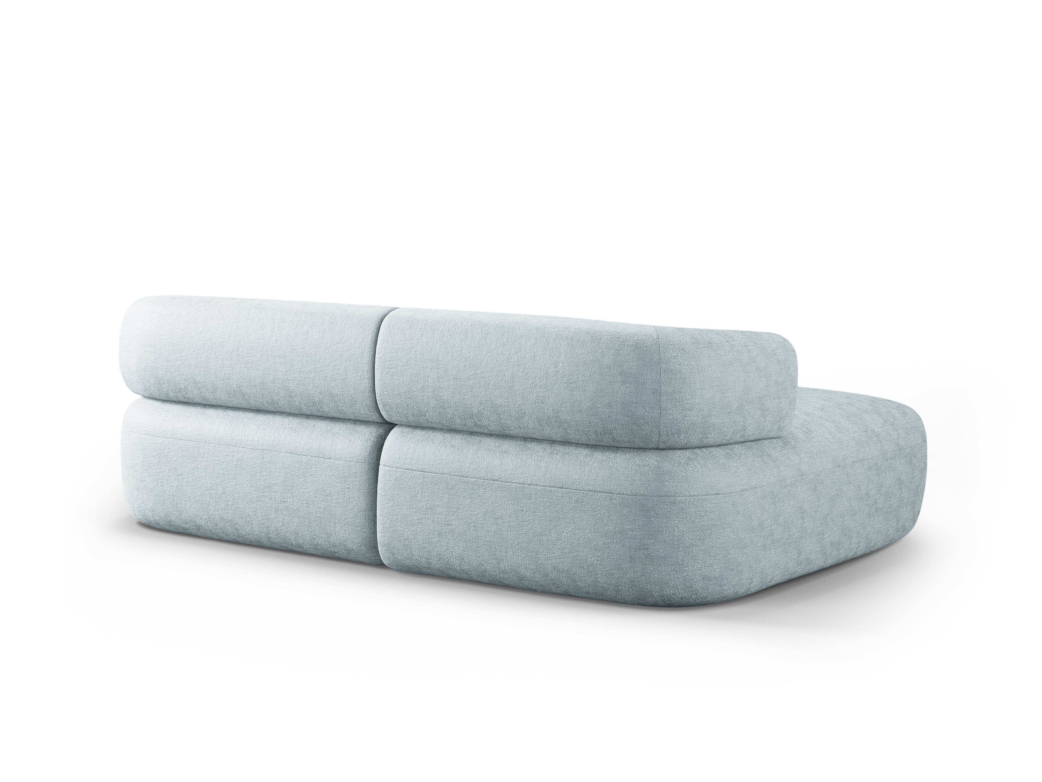 Zweisitzer-Ecksofa links ALDRIN in himmelblauem Chenille