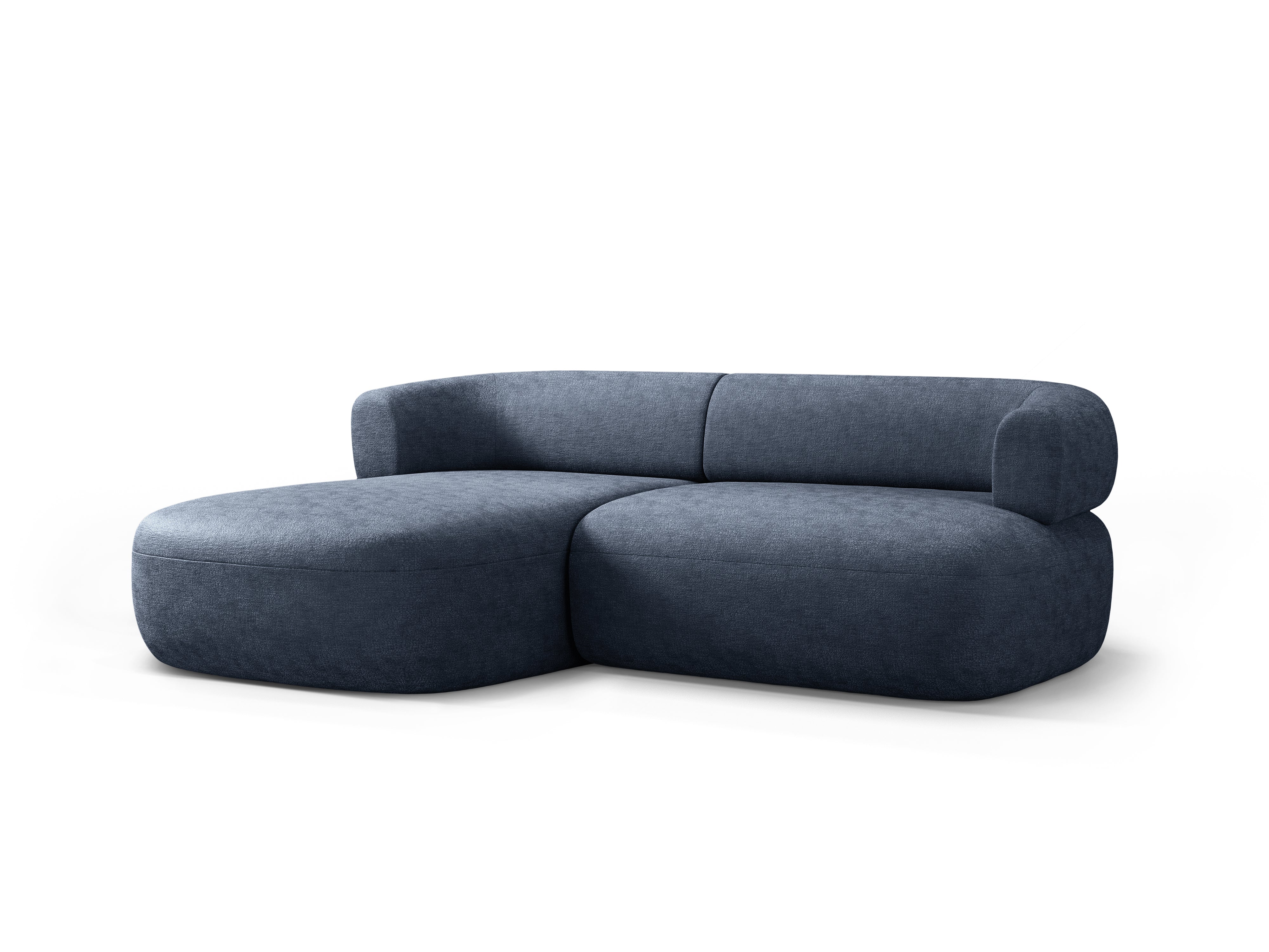 Zweisitzige linke Eckcouch ALDRIN in marineblauem Chenille