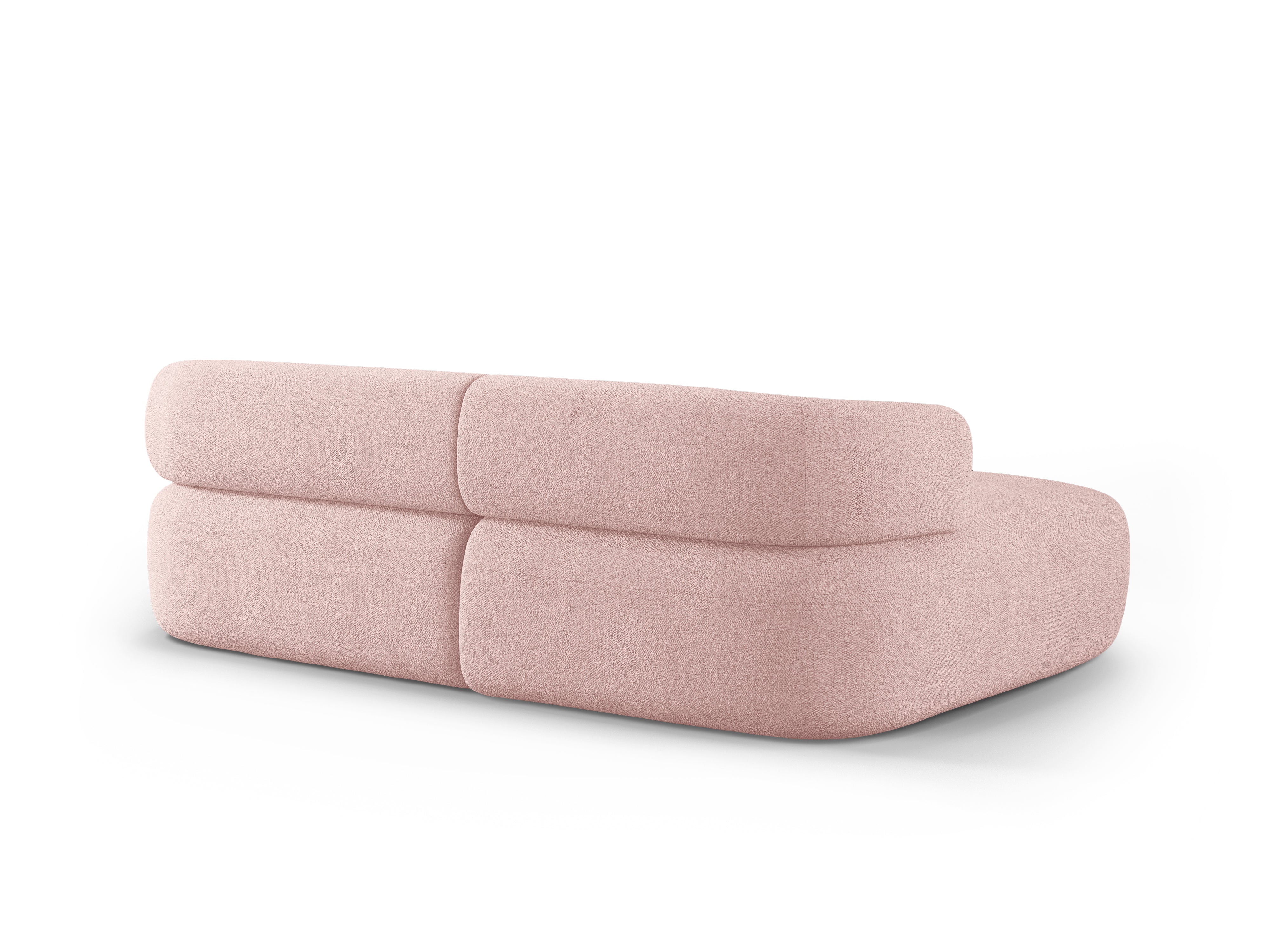 Zweisitzer-Ecksofa ALDRIN in pudrigem Rosa Boucle, linksseitig