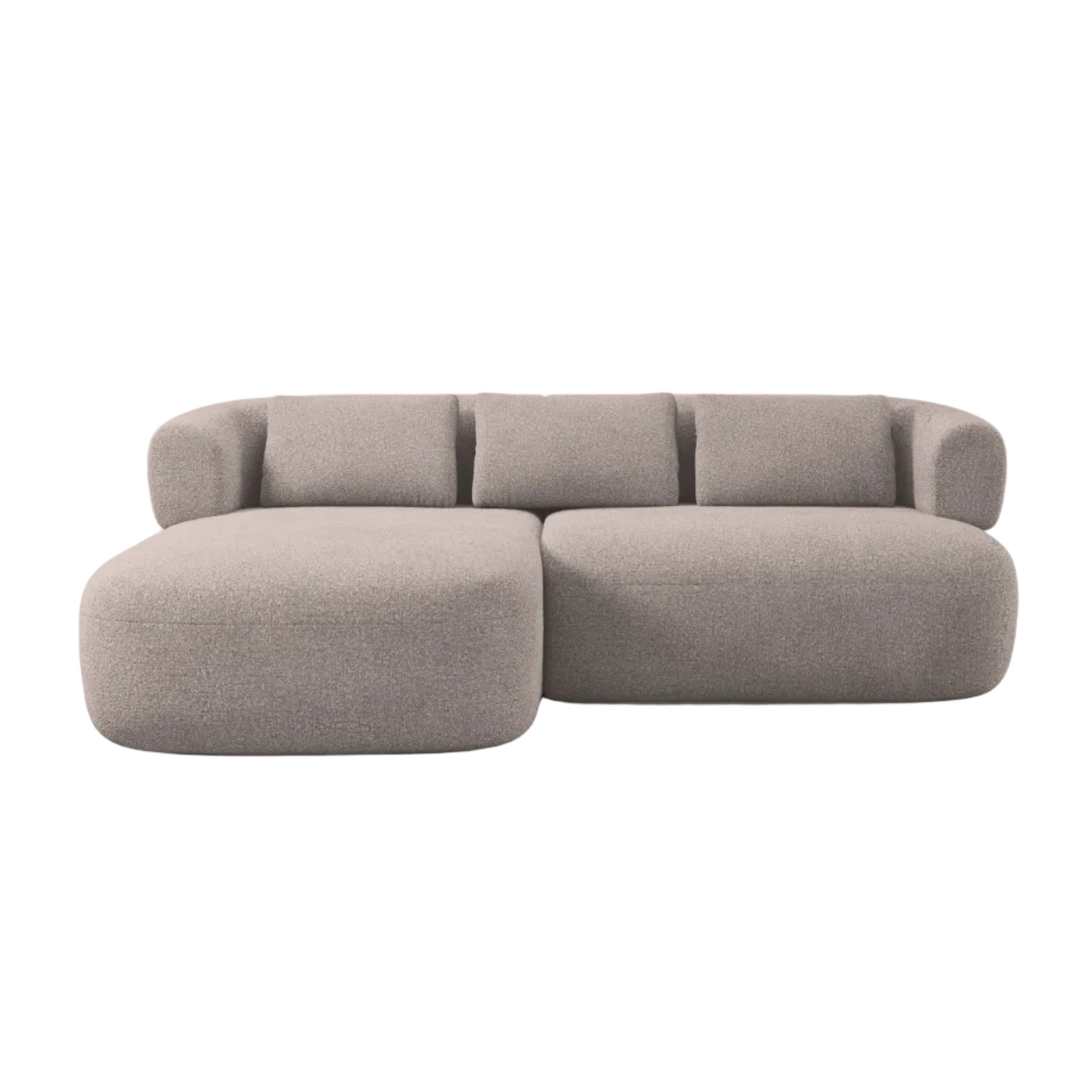 Zweisitzer-Ecksofa links ALDRIN in hellbraunem Boucle