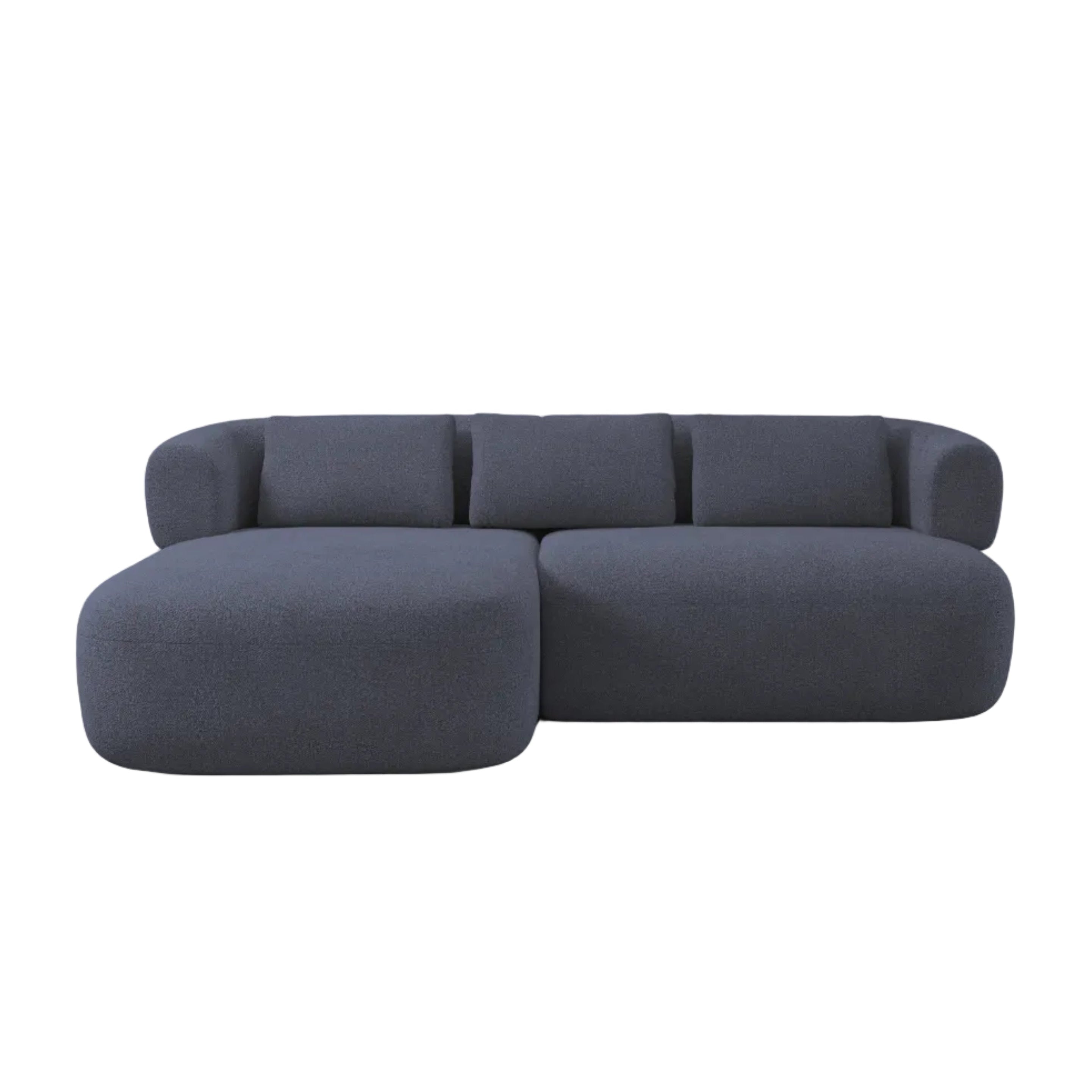 Zweisitzer-Ecksofa links ALDRIN in marineblauem Boucle