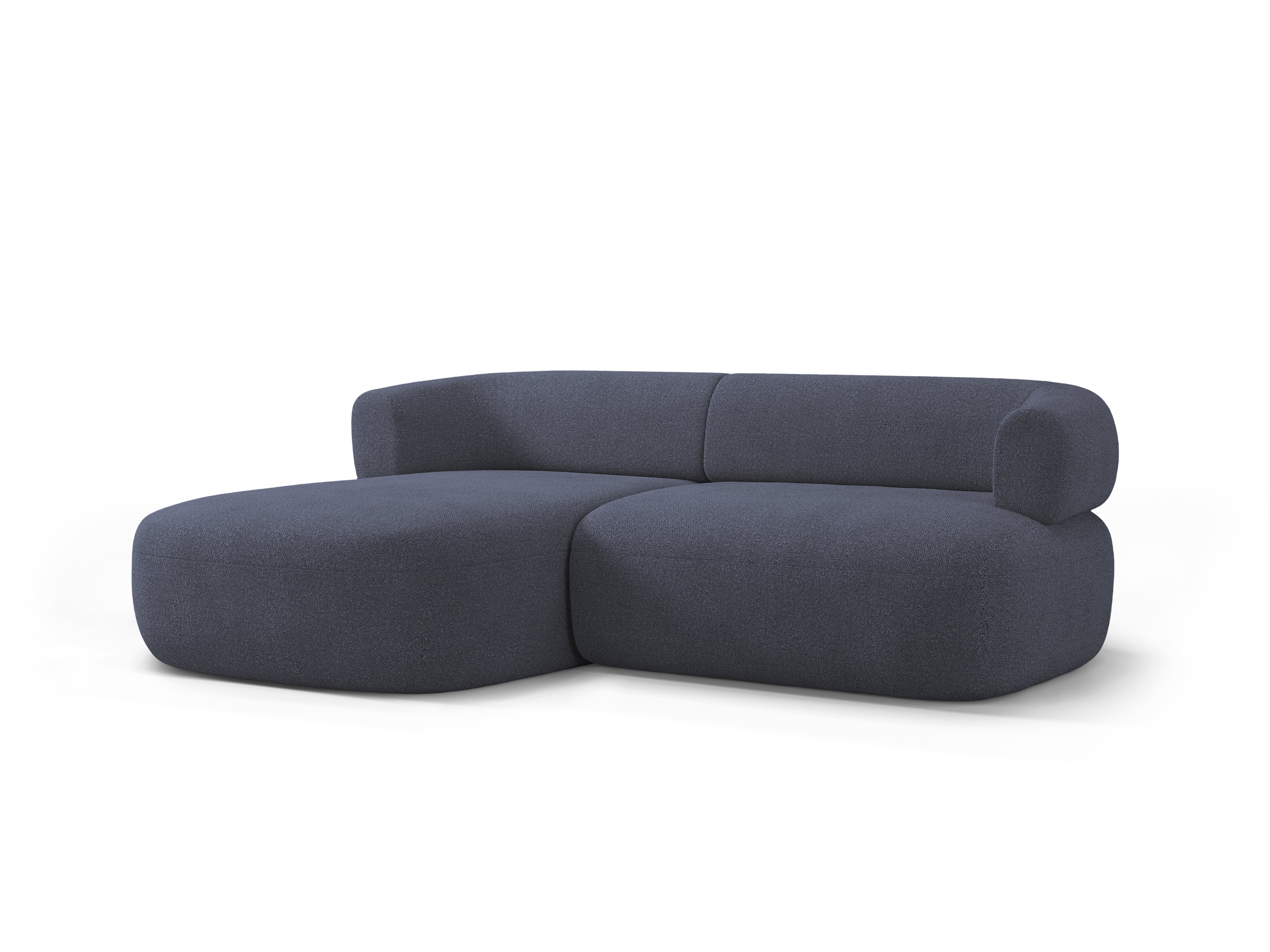 Zweisitzer-Ecksofa links ALDRIN in marineblauem Boucle
