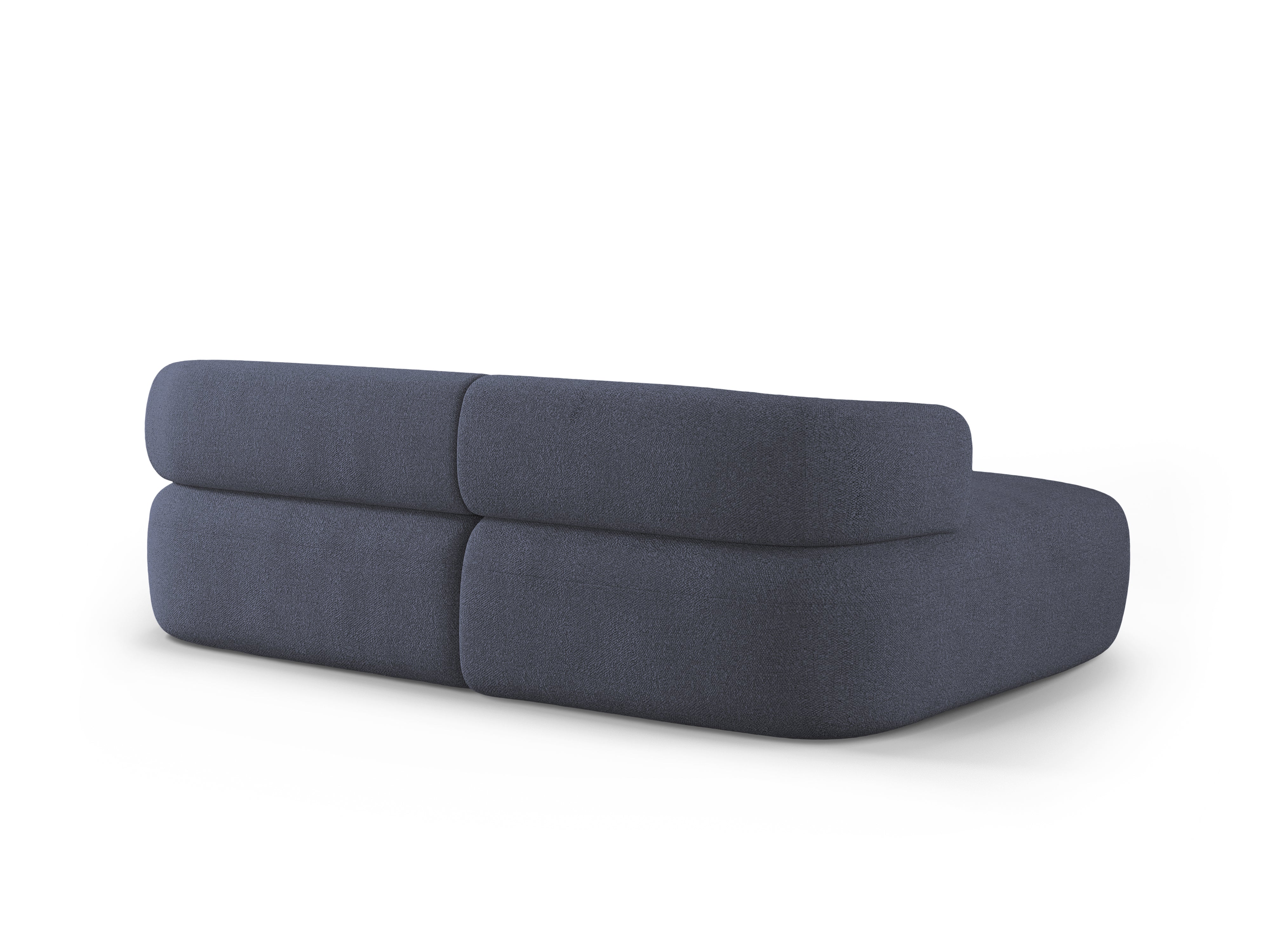 Zweisitzer-Ecksofa links ALDRIN in marineblauem Boucle