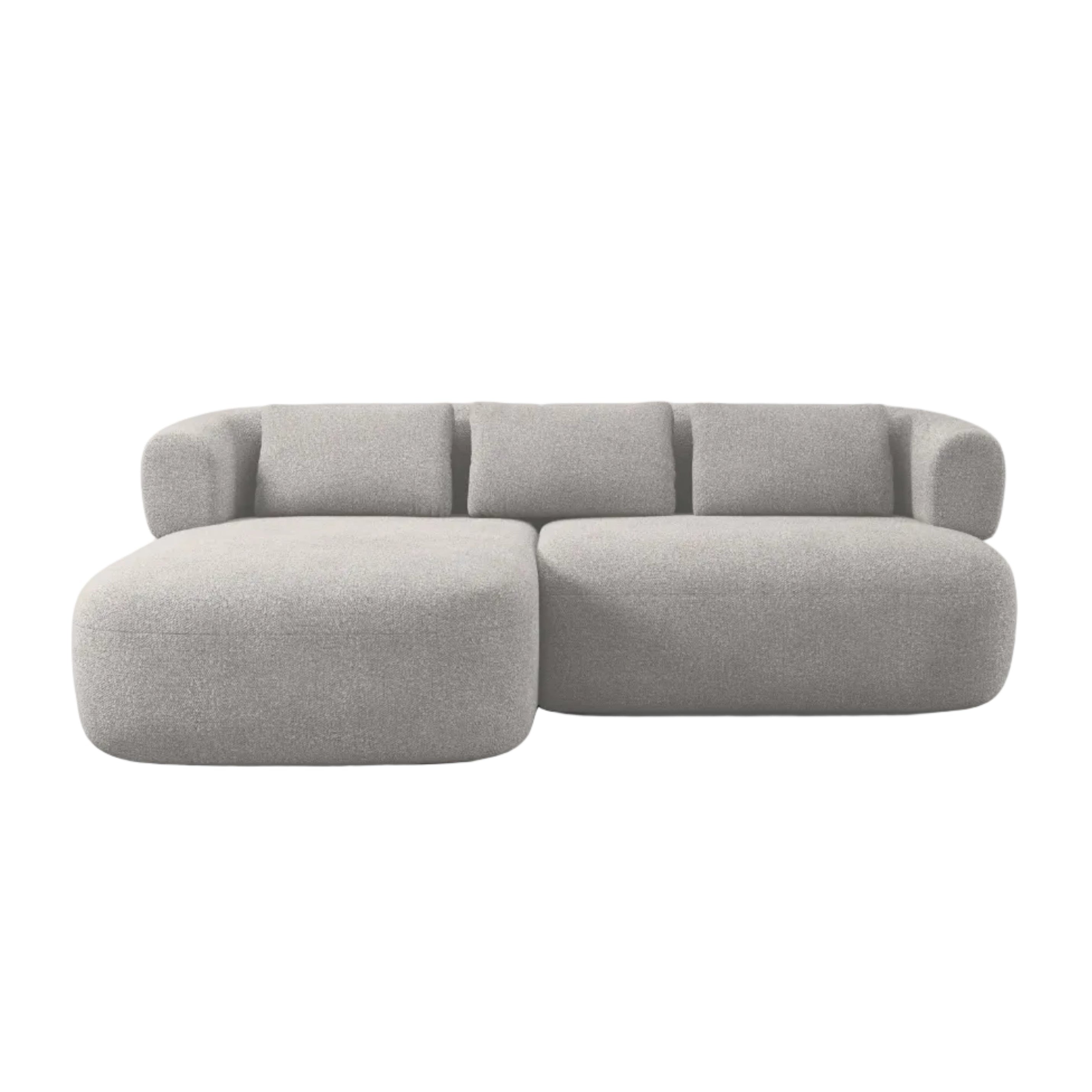 Zweisitzer-Ecksofa links ALDRIN in hellgrauem Boucle